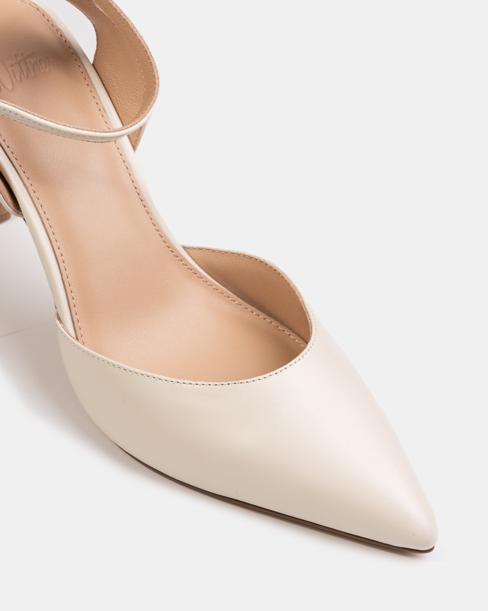 Reva Vintage Ivory Leather Stiletto Heel