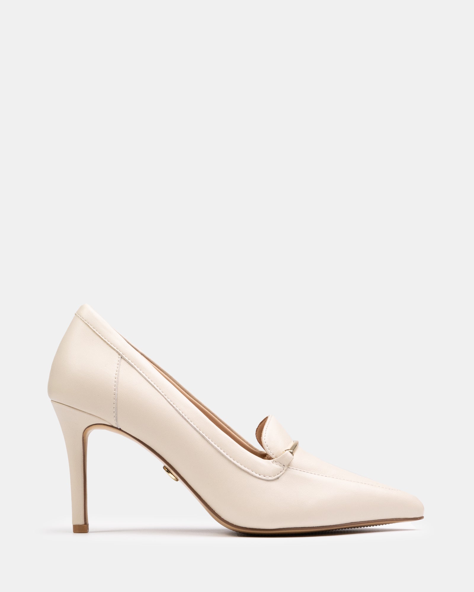 Rylan Vintage Ivory Leather Heeled Loafer