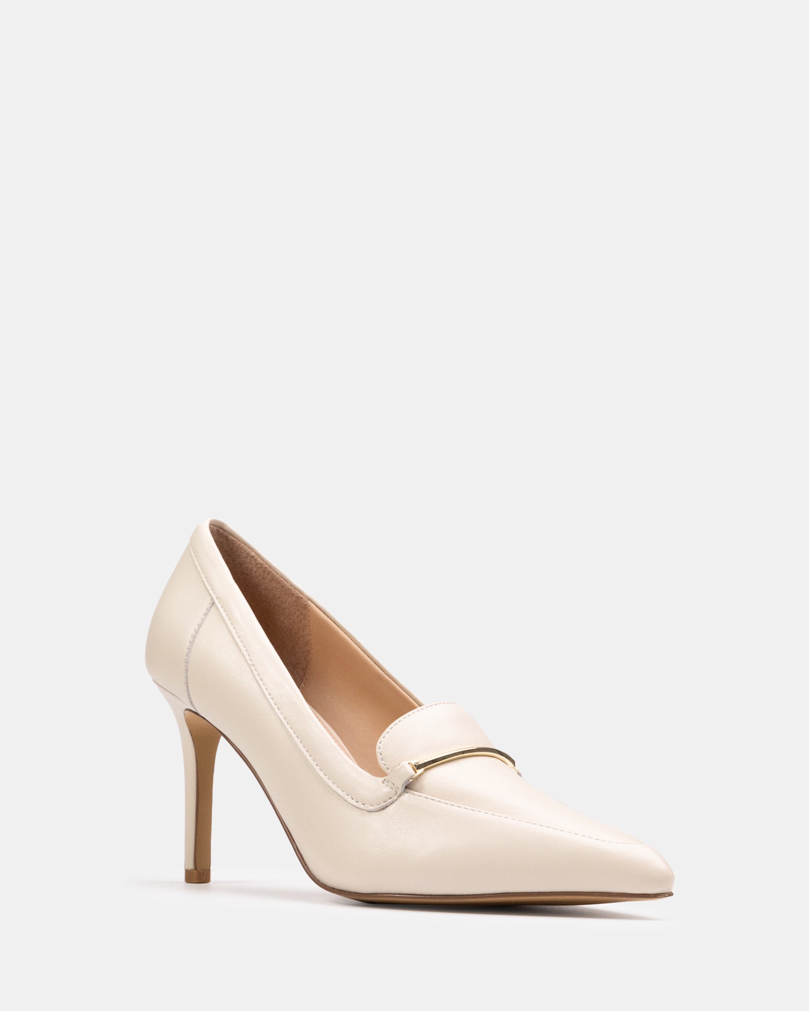 Rylan Vintage Ivory Leather Heeled Loafer