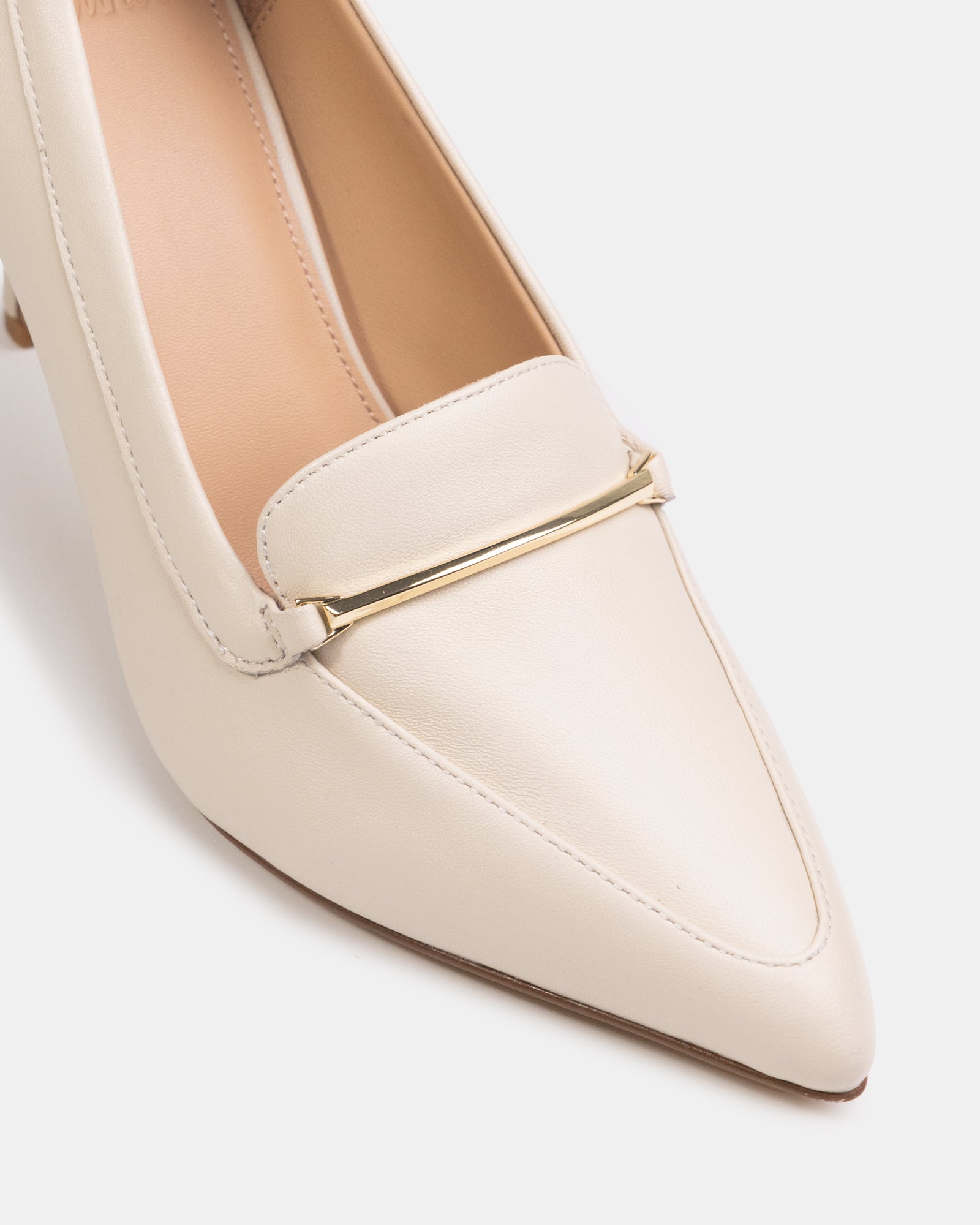 Rylan Vintage Ivory Leather Heeled Loafer