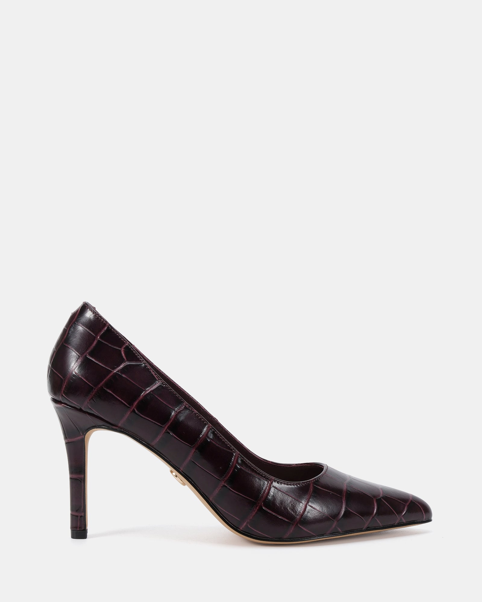 Ravyn Raisin Croc Embossed Leather Pump