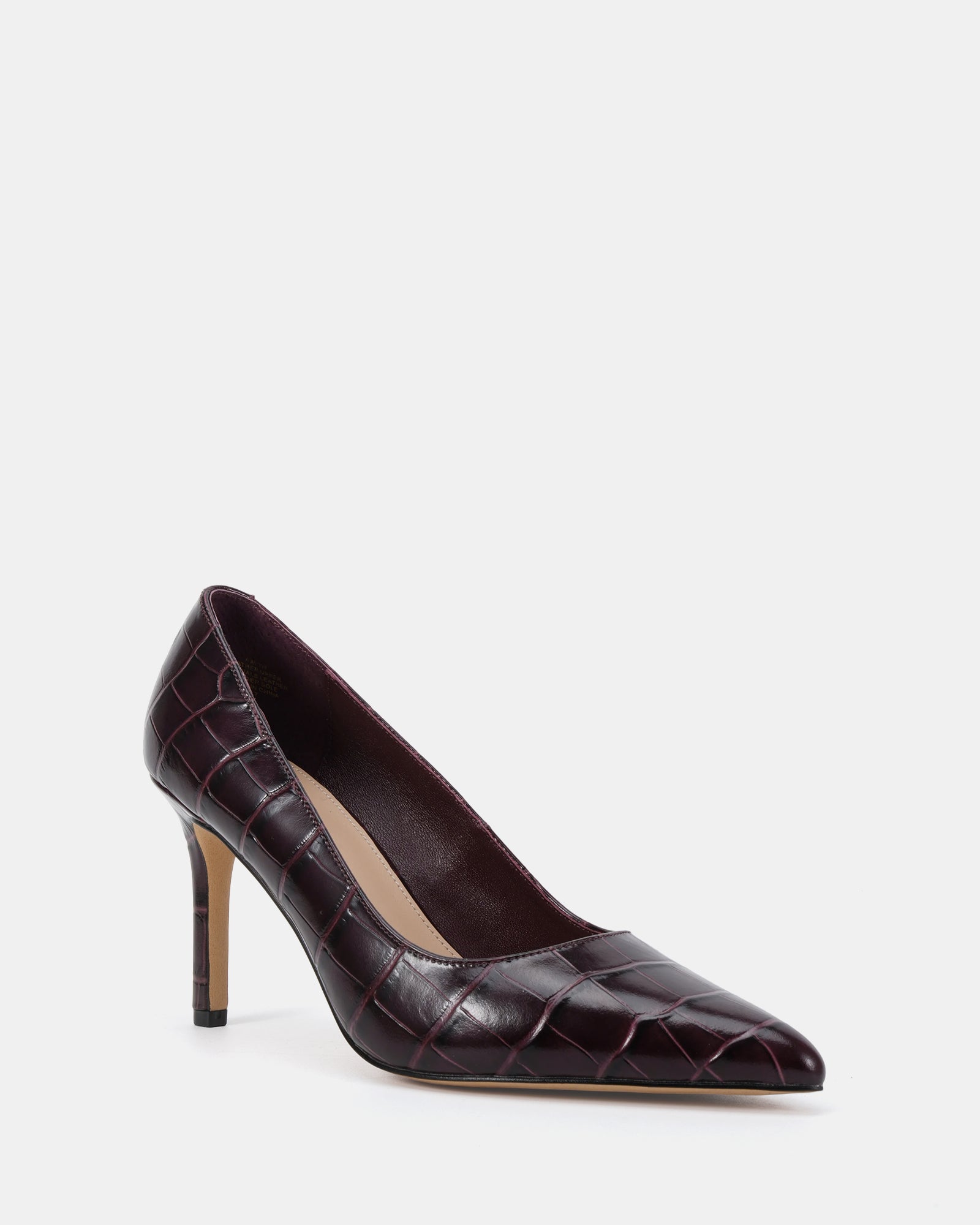 Ravyn Raisin Croc Embossed Leather Pump