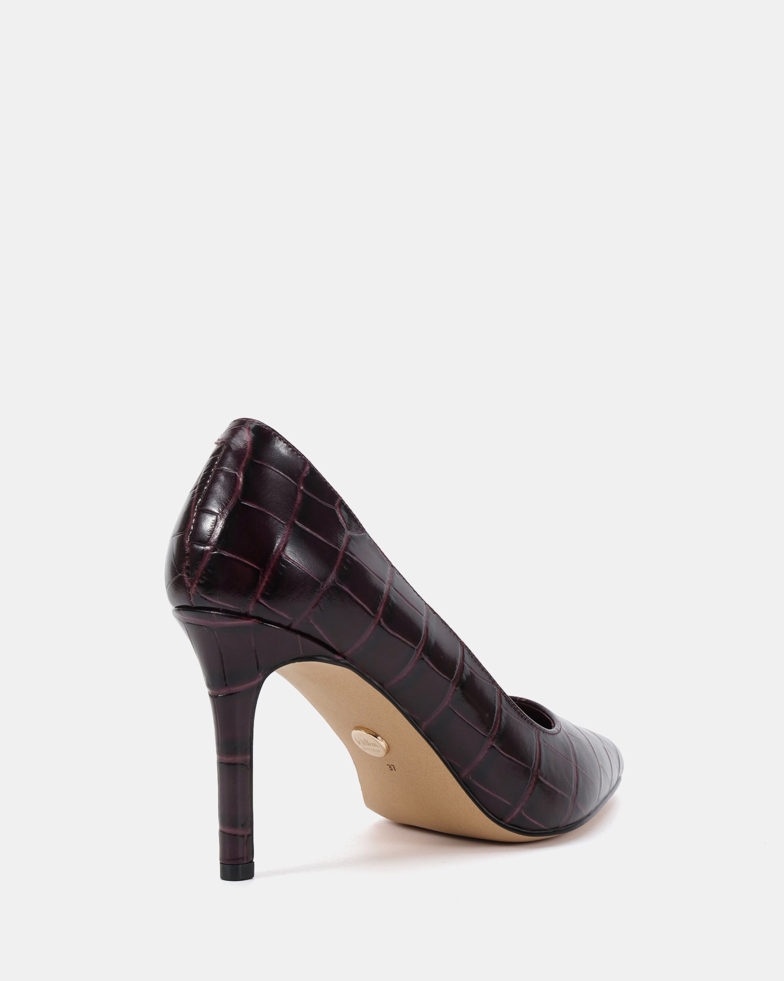 Ravyn Raisin Croc Embossed Leather Pump