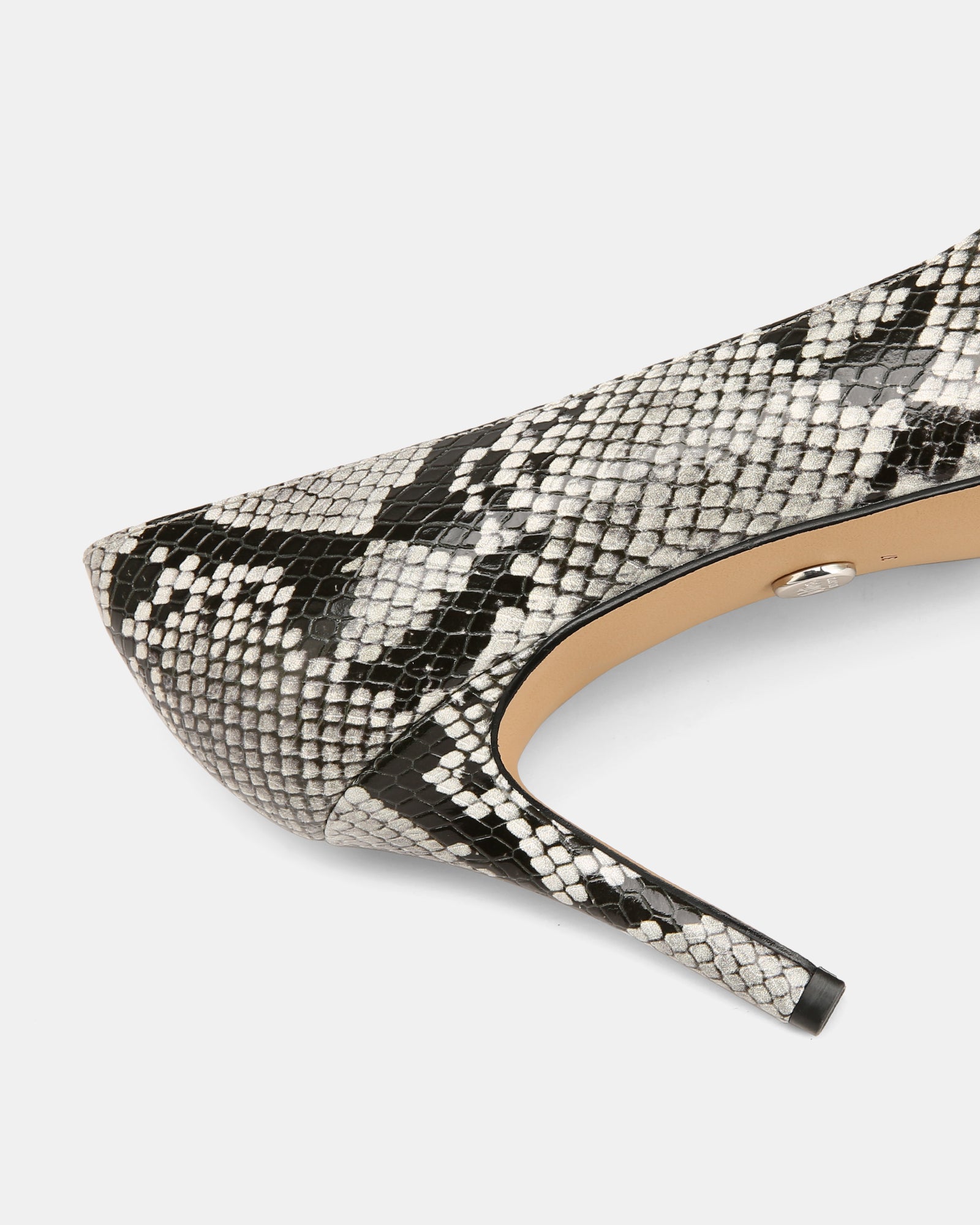 Ravyn Cement Grey Snake Embossed Leather Pump