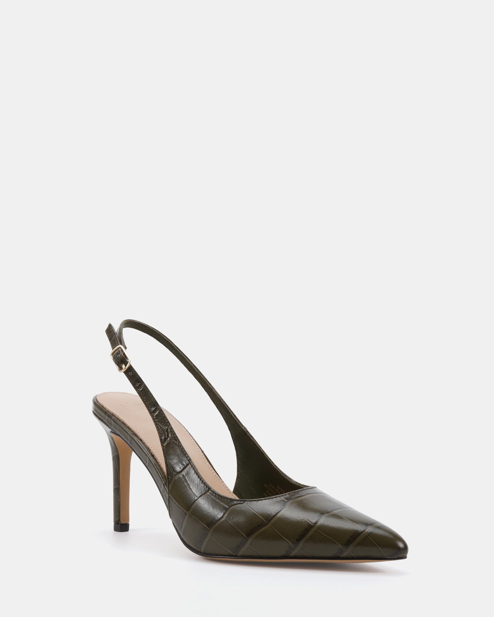 Riker Olive Green Croc Leather Slingback