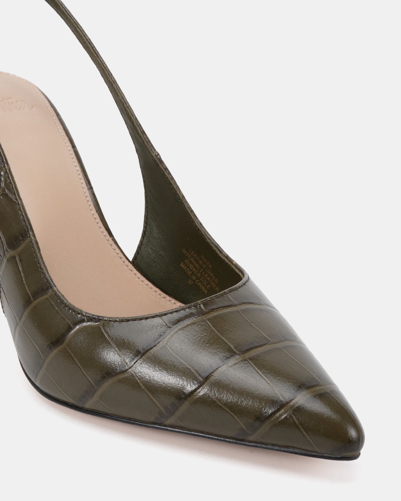Riker Olive Green Croc Leather Slingback