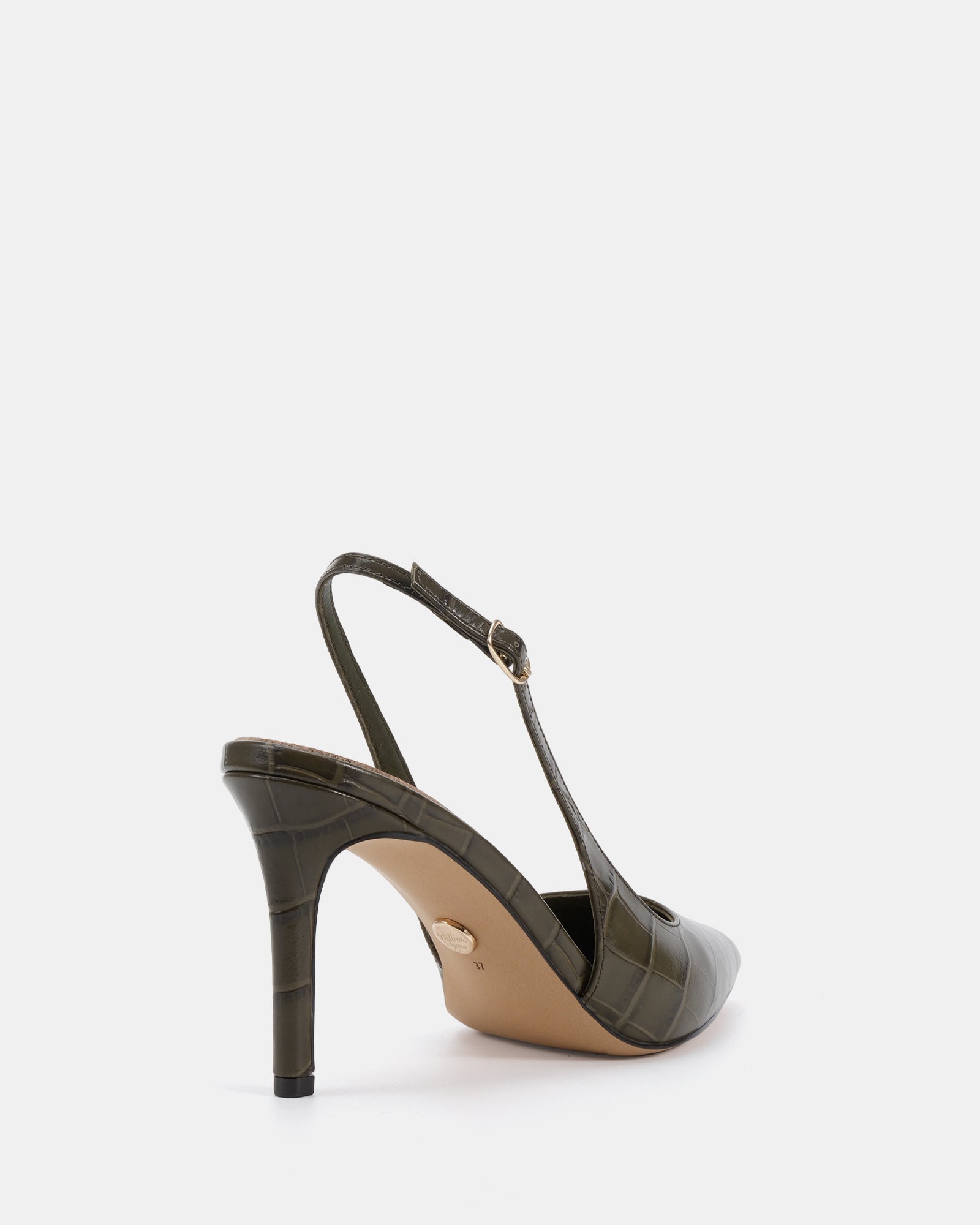 Riker Olive Green Croc Leather Slingback