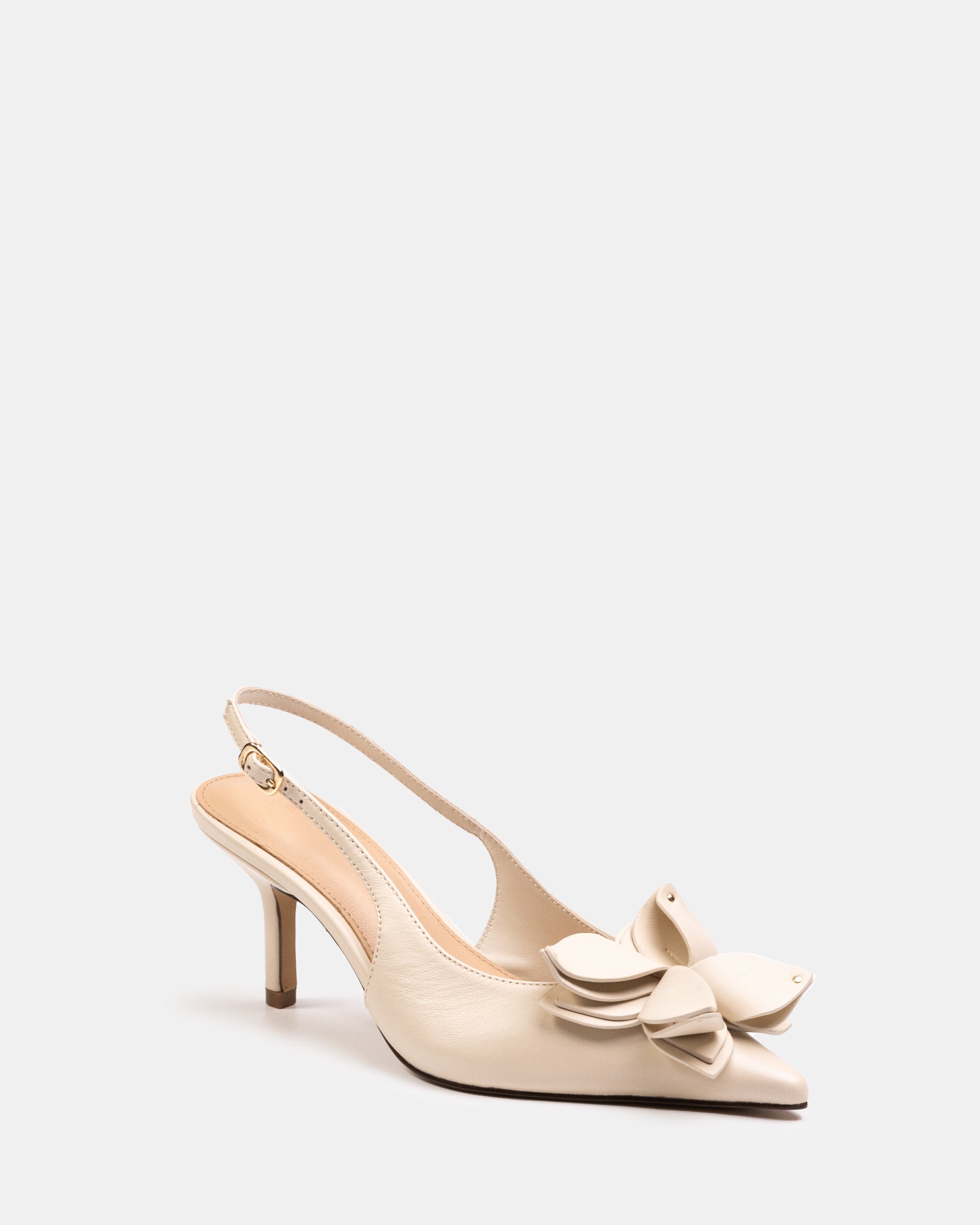 Luv Vintage Ivory Leather Slingback