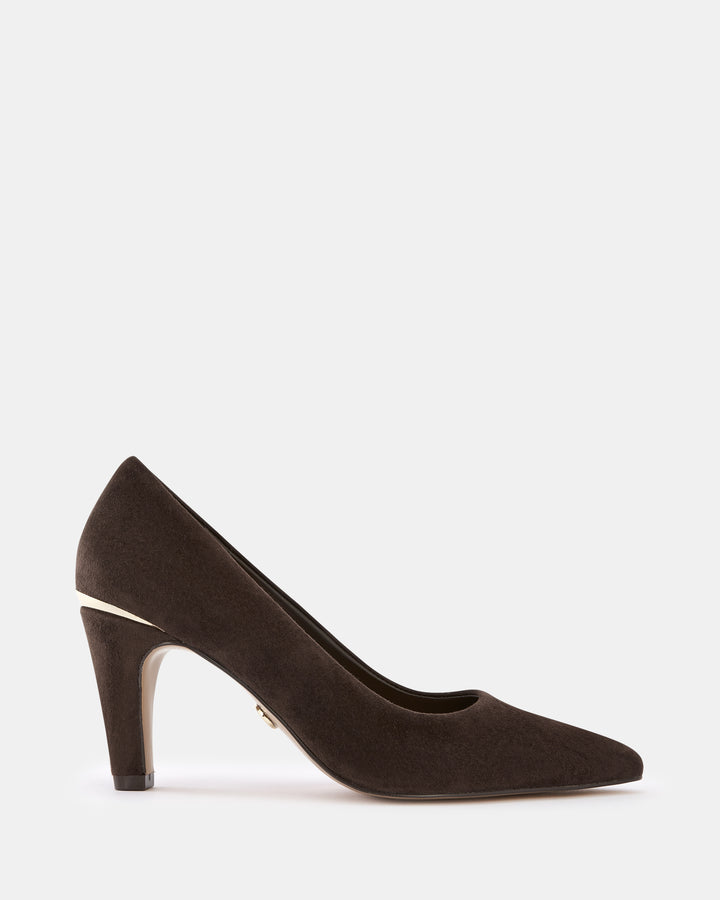 Parisa Chocolate Suede Leather Pump