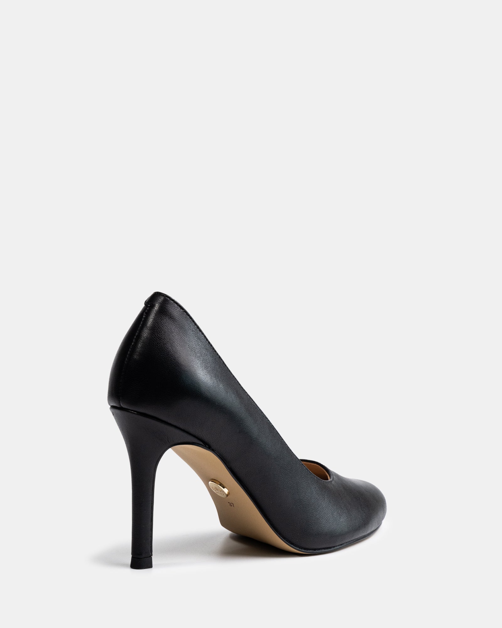 Tash Black Leather Stiletto Pump