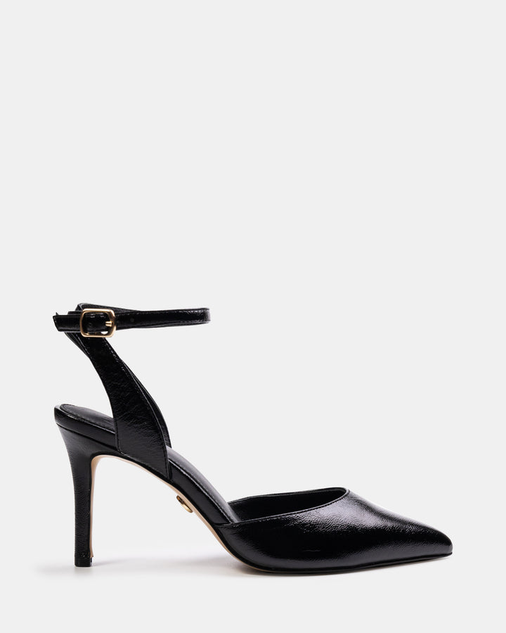 Reva Black Leather Stiletto Heel