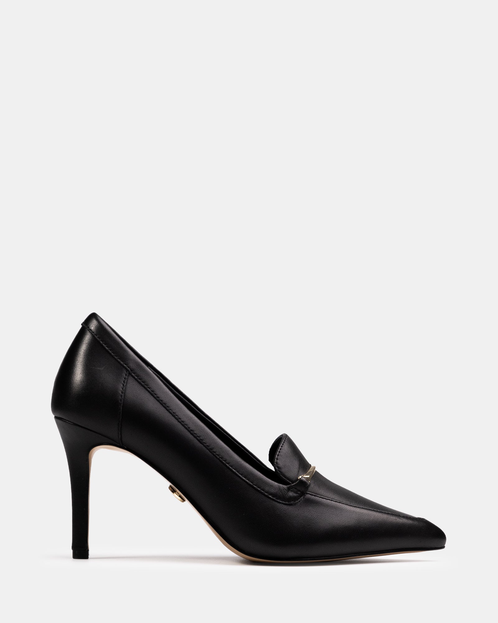 Rylan Black Leather Heeled Loafer