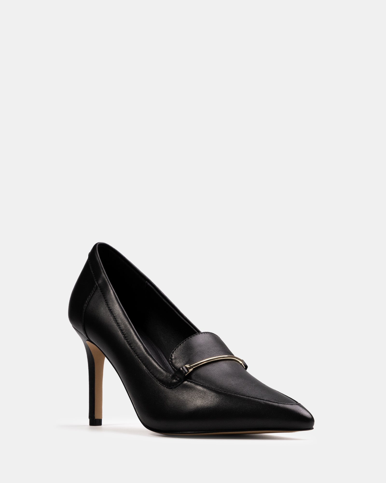 Rylan Black Leather Heeled Loafer