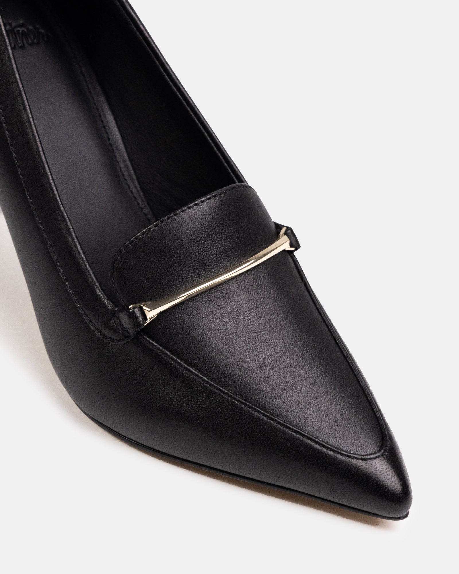 Rylan Black Leather Heeled Loafer