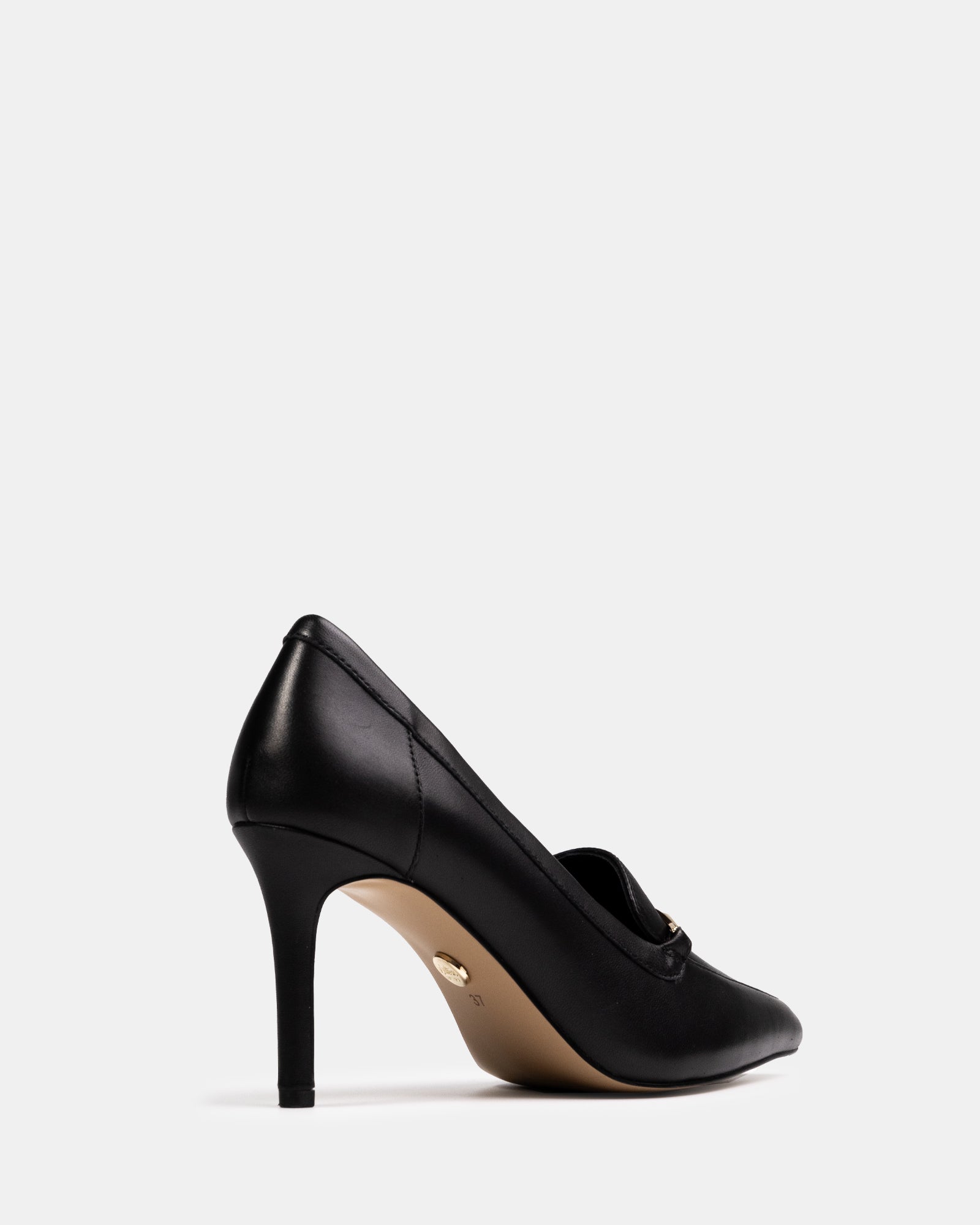 Rylan Black Leather Heeled Loafer