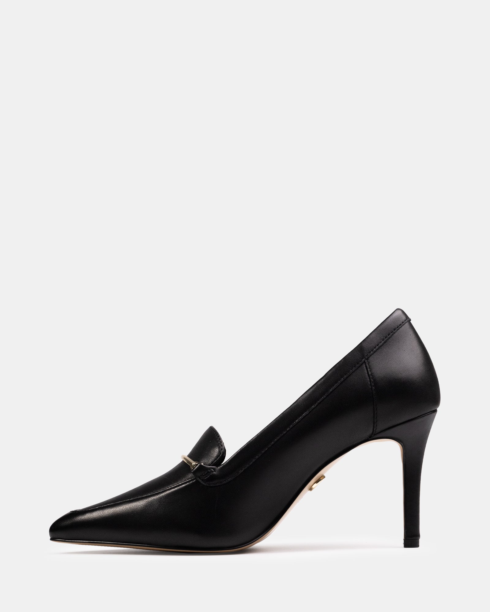 Rylan Black Leather Heeled Loafer