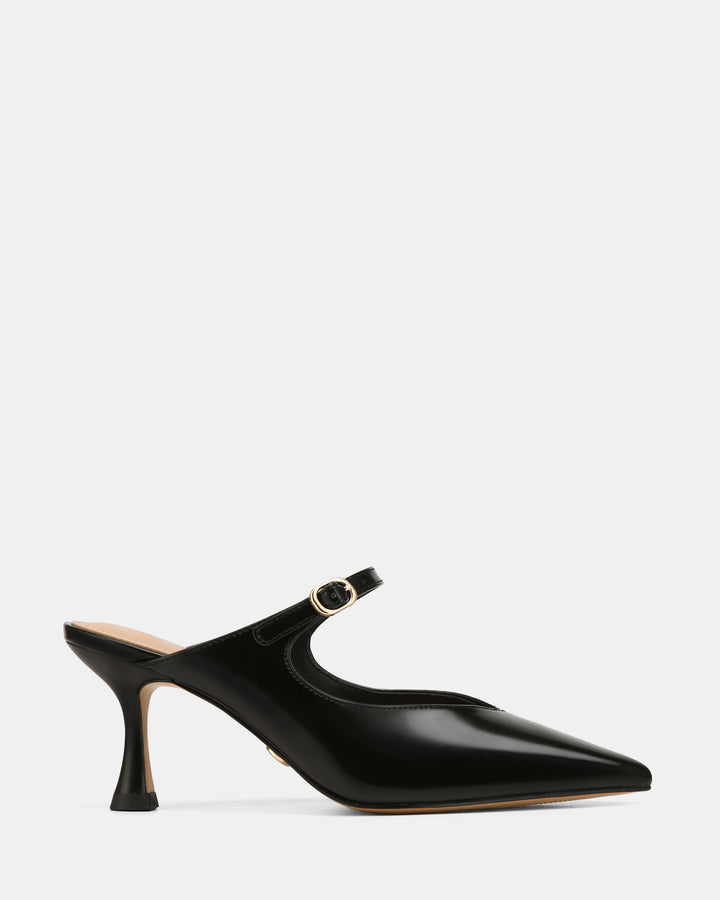 Lucille Black Leather Mule