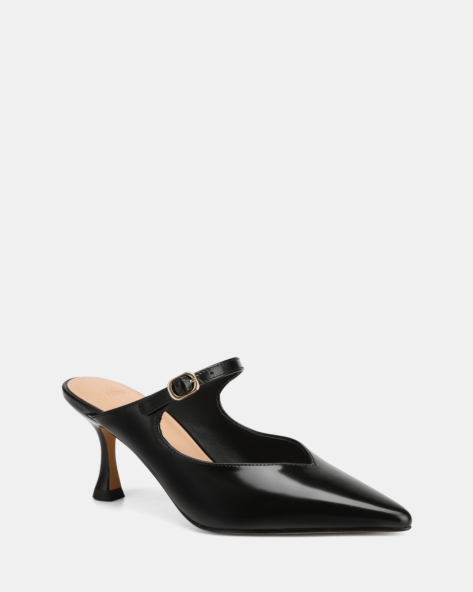 Lucille Black Leather Mule