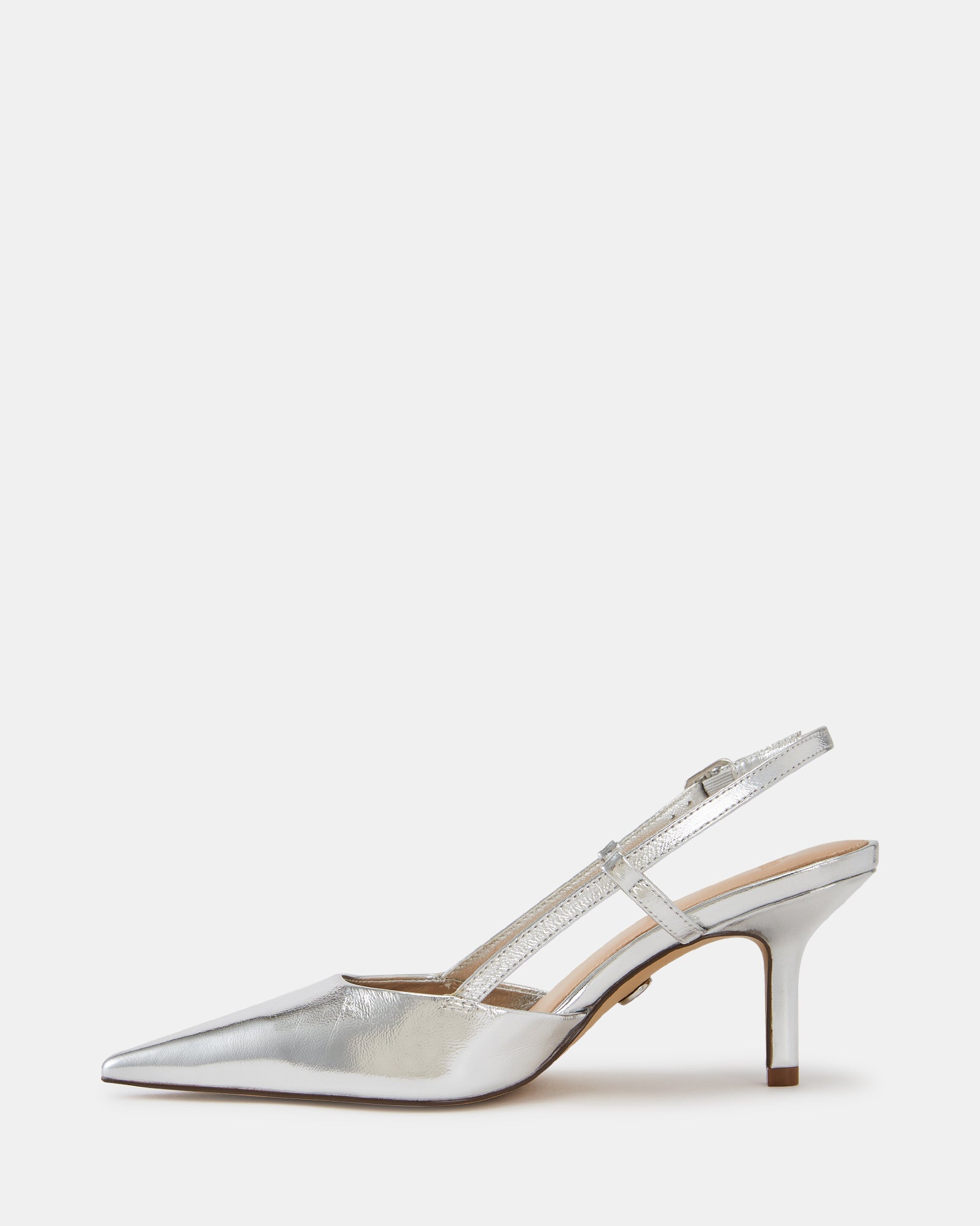 Lennox Silver Mirrored Metallic Leather Slingback