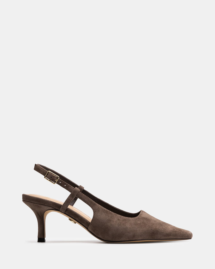 Marrie Mocha Brown Suede Leather Slingback