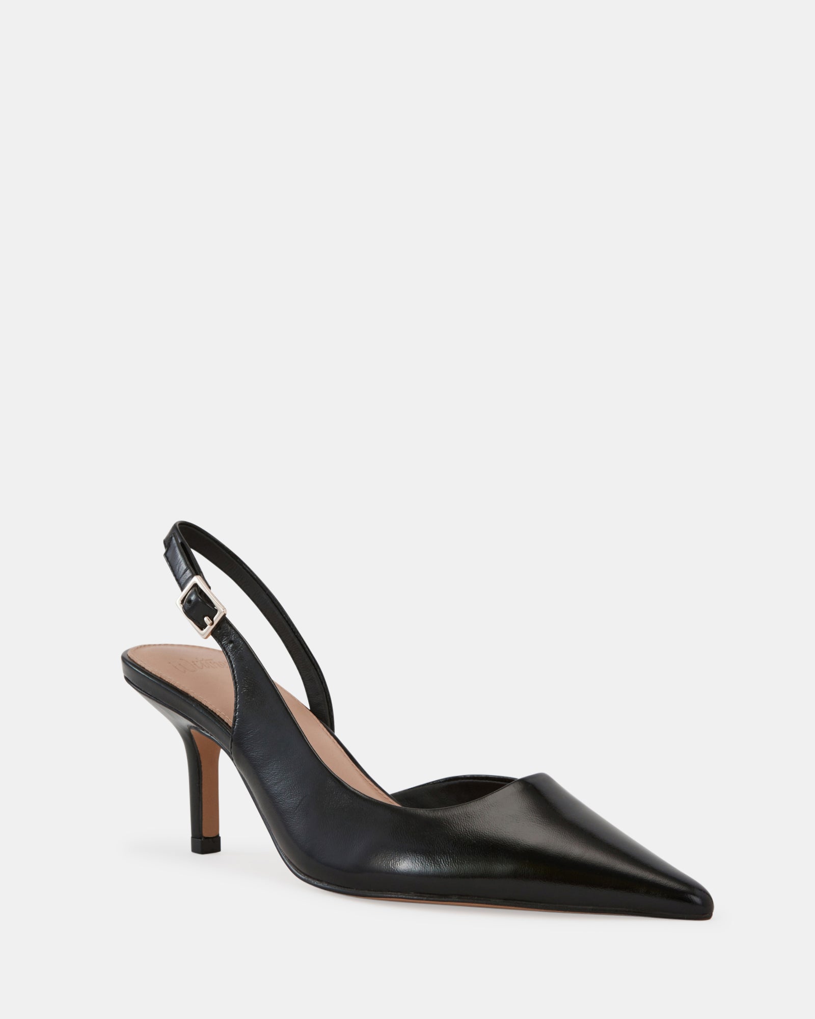 Livy Black Shiny Leather Slingback