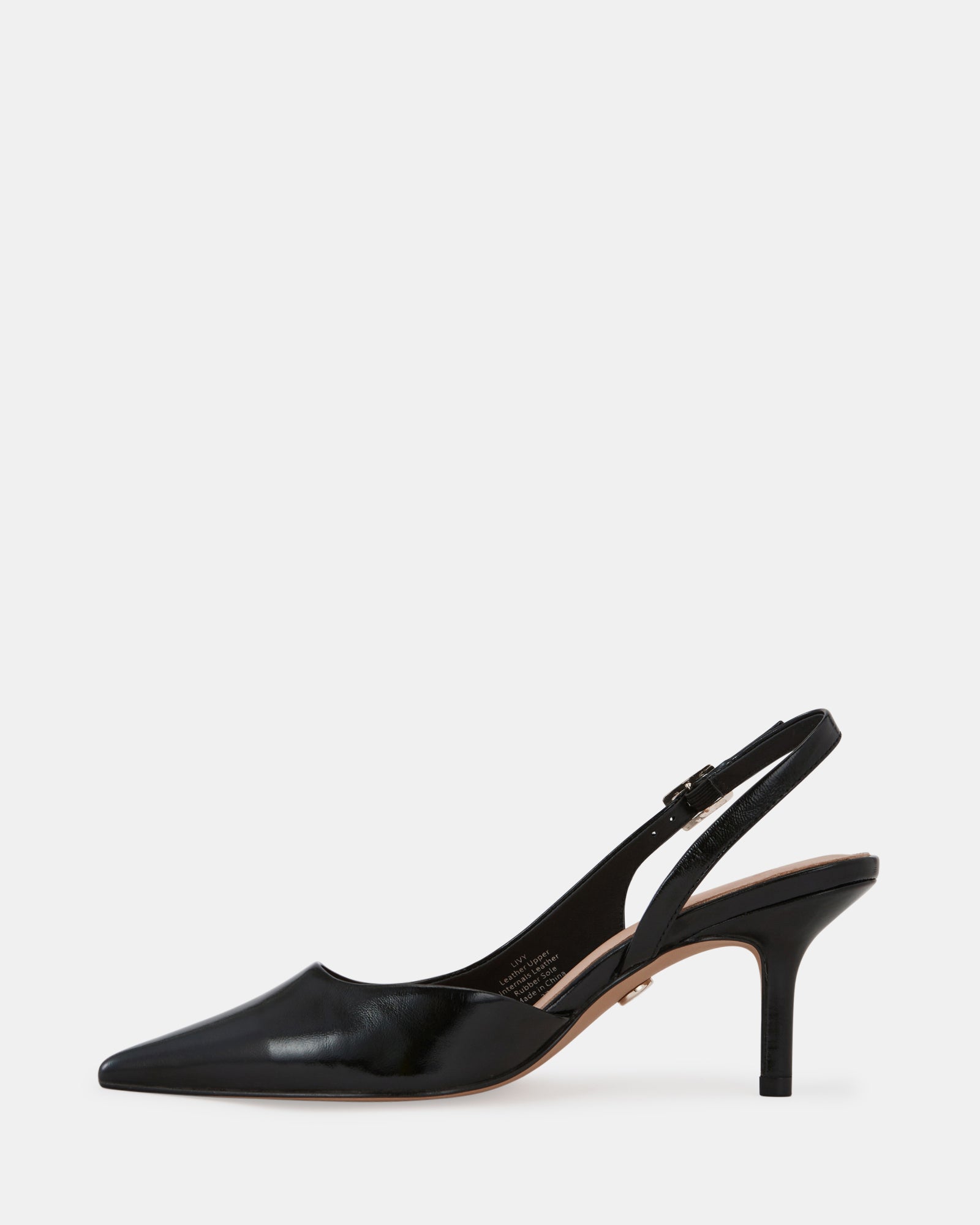 Livy Black Shiny Leather Slingback