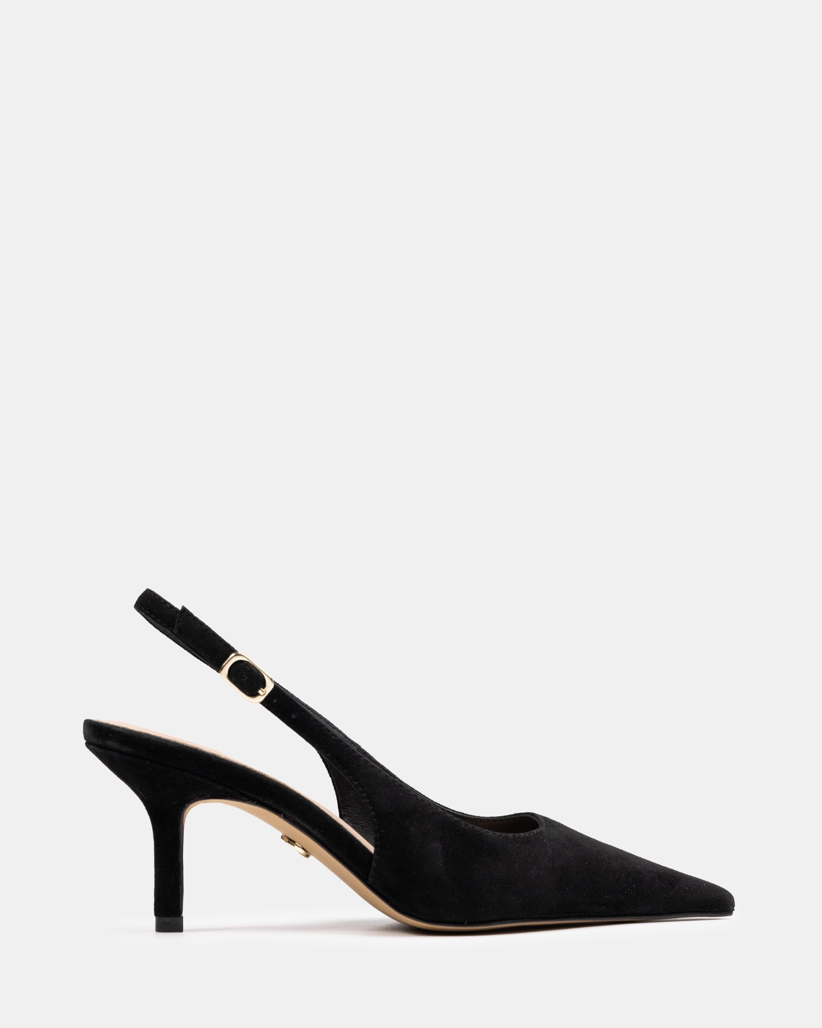 Leia Black Suede Leather Slingback
