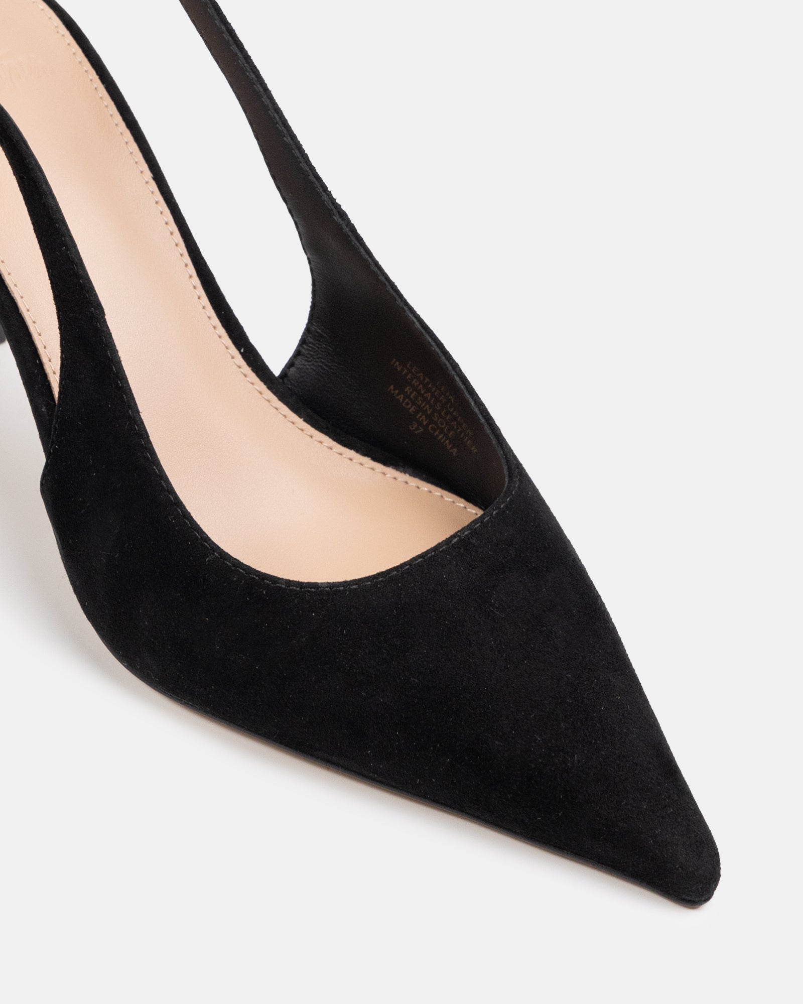 Leia Black Suede Leather Slingback