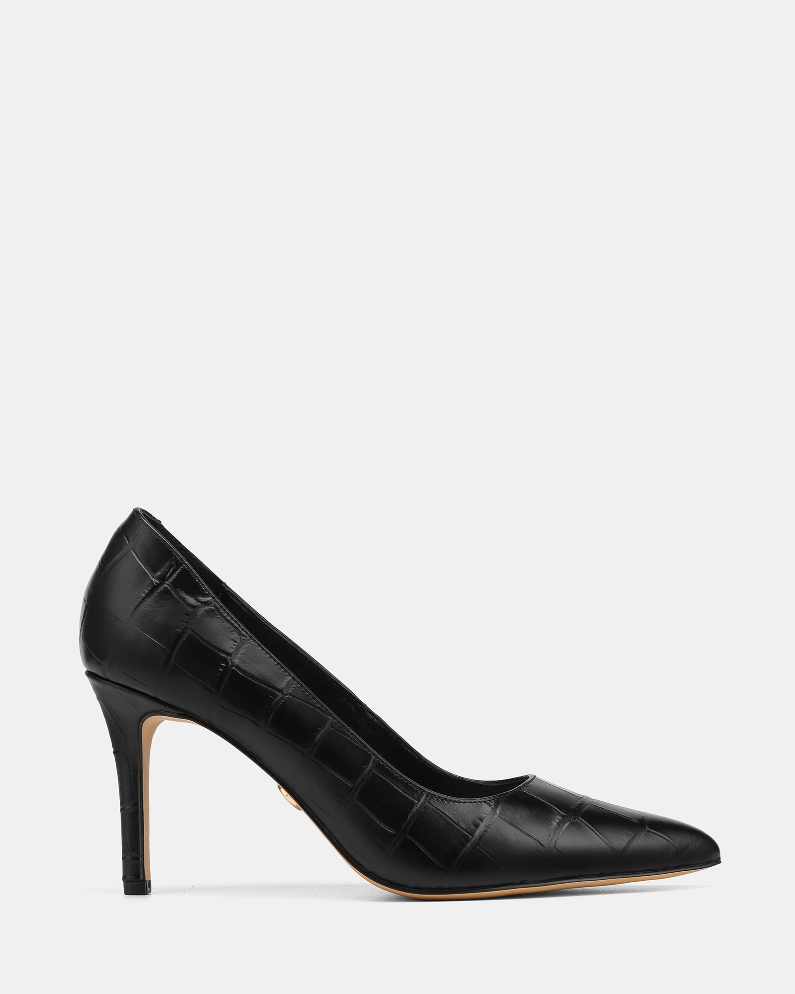 Ravyn Black Croc Embossed Leather Pump