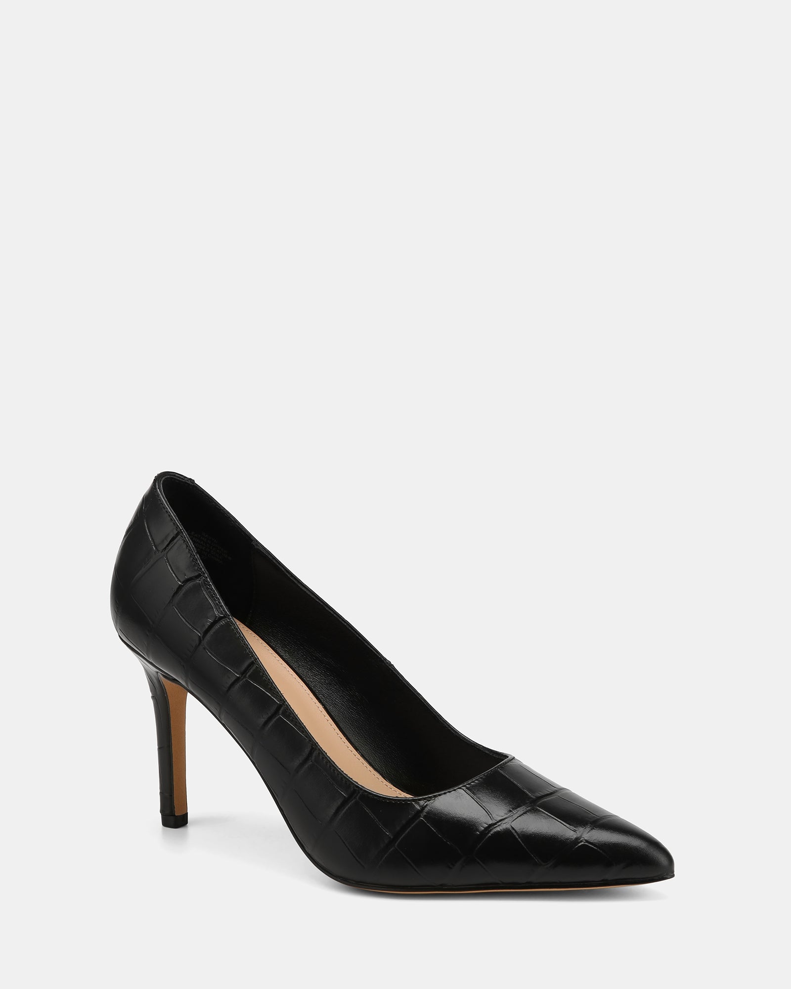 Ravyn Black Croc Embossed Leather Pump