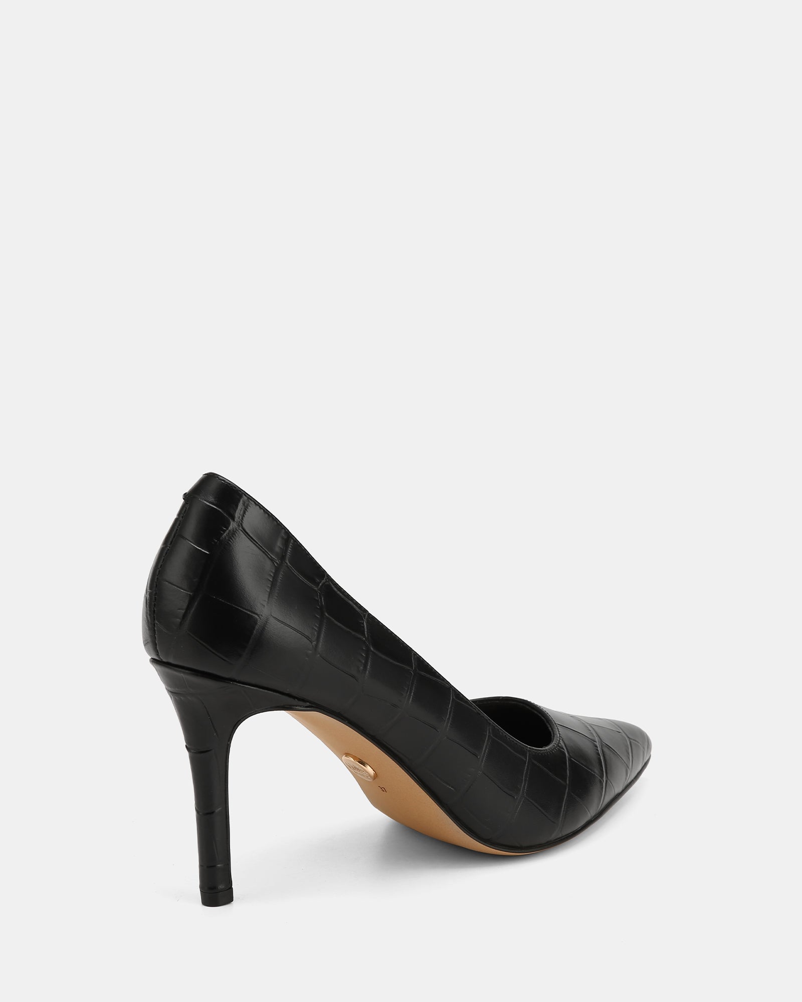 Ravyn Black Croc Embossed Leather Pump