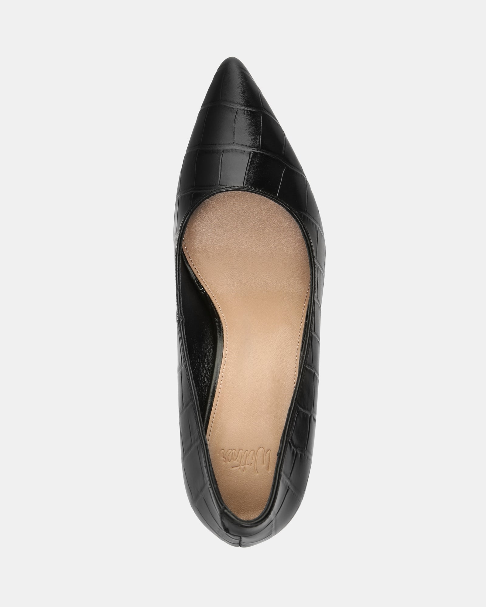 Ravyn Black Croc Embossed Leather Pump