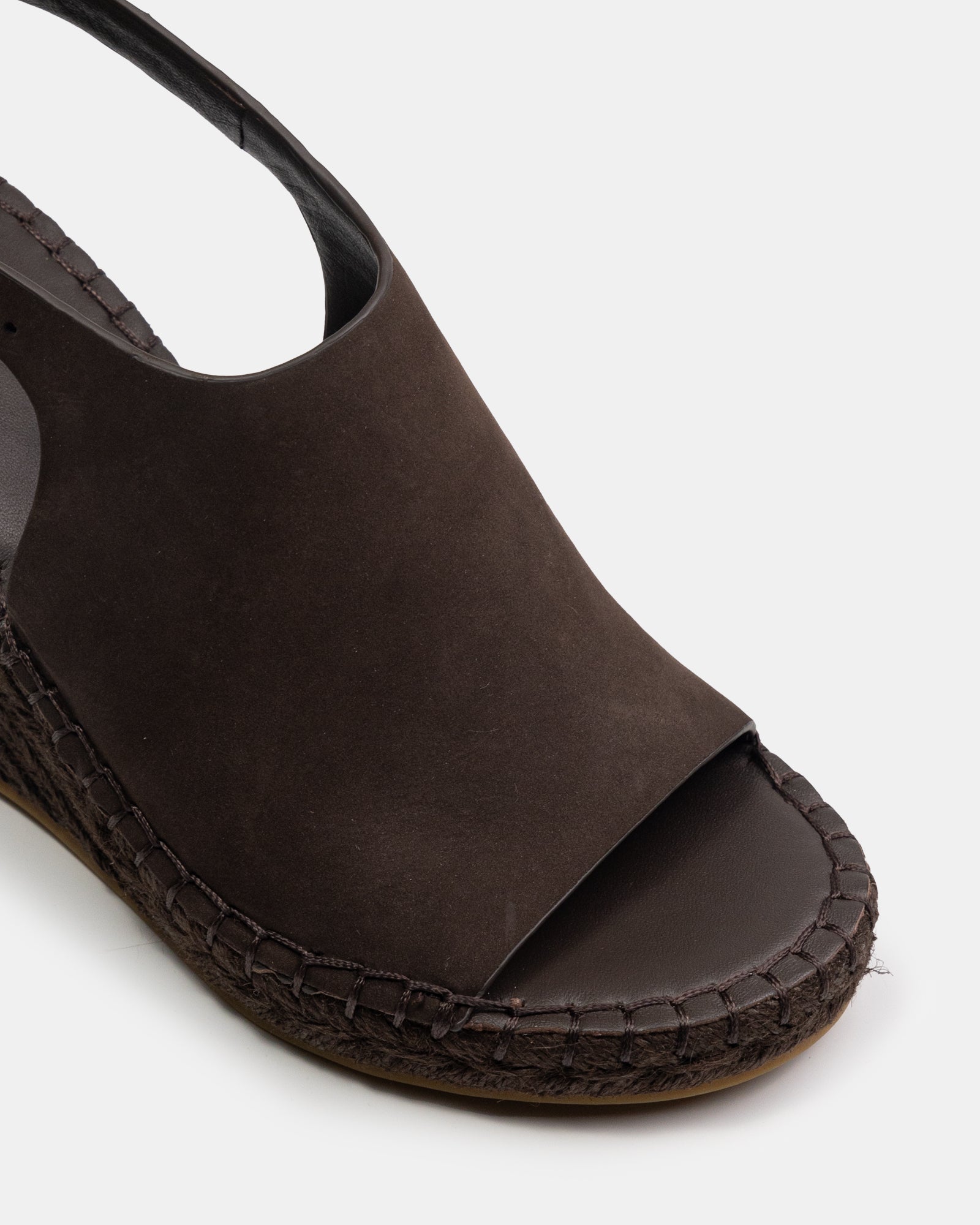 Xandria Espresso Leather Espadrille Wedge