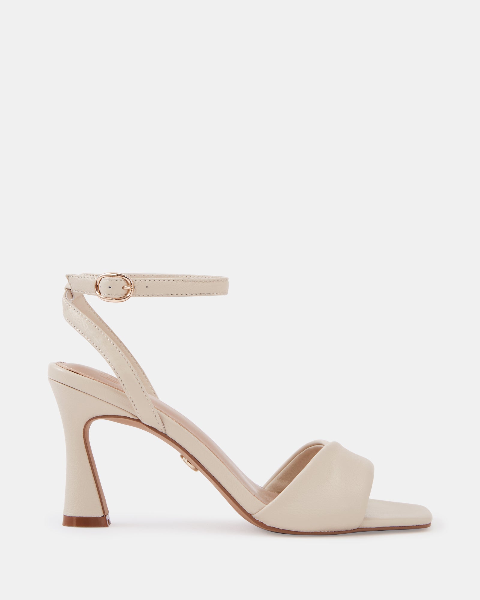 Yolanda Vintage Ivory Leather Flared Heel