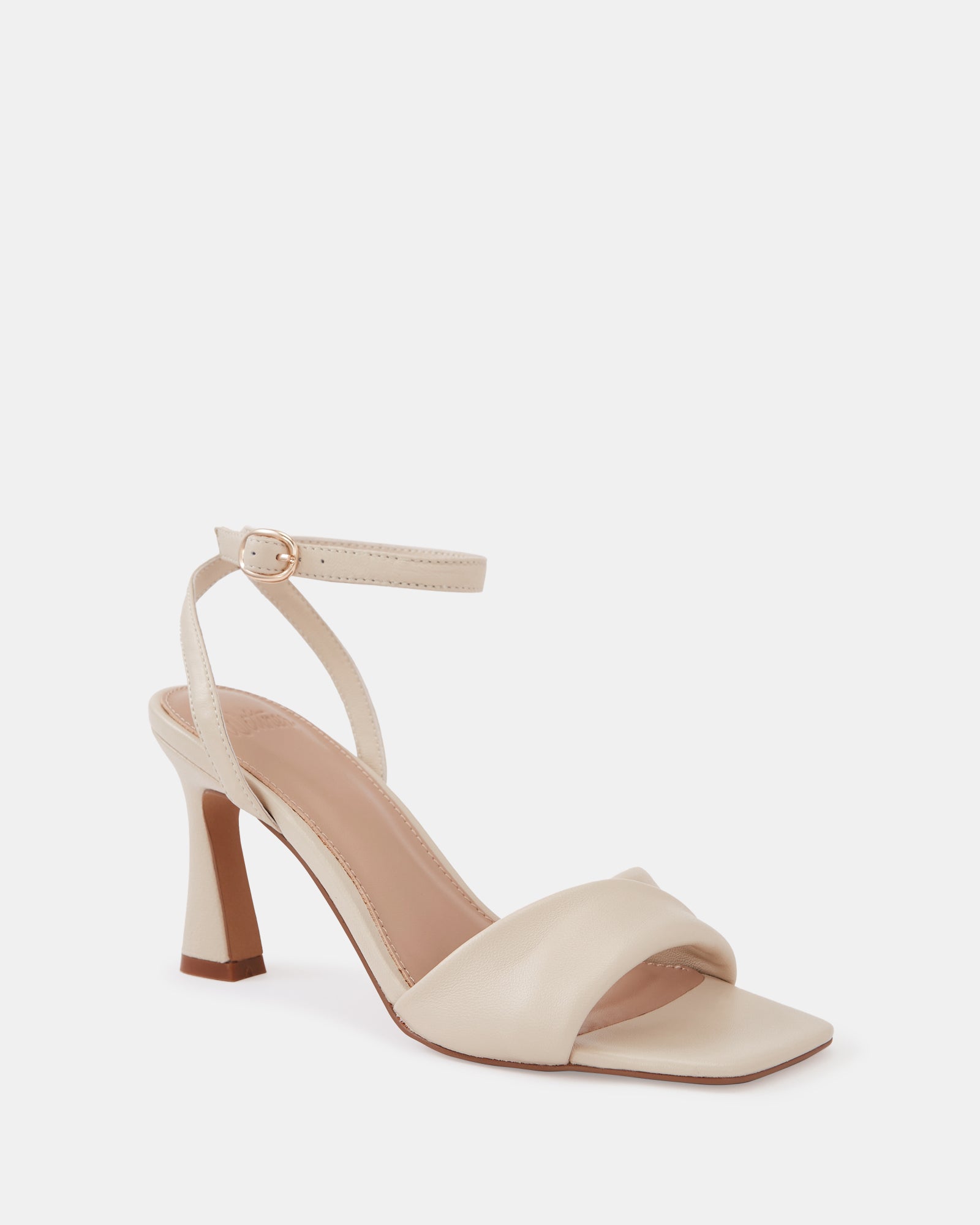 Yolanda Vintage Ivory Leather Flared Heel
