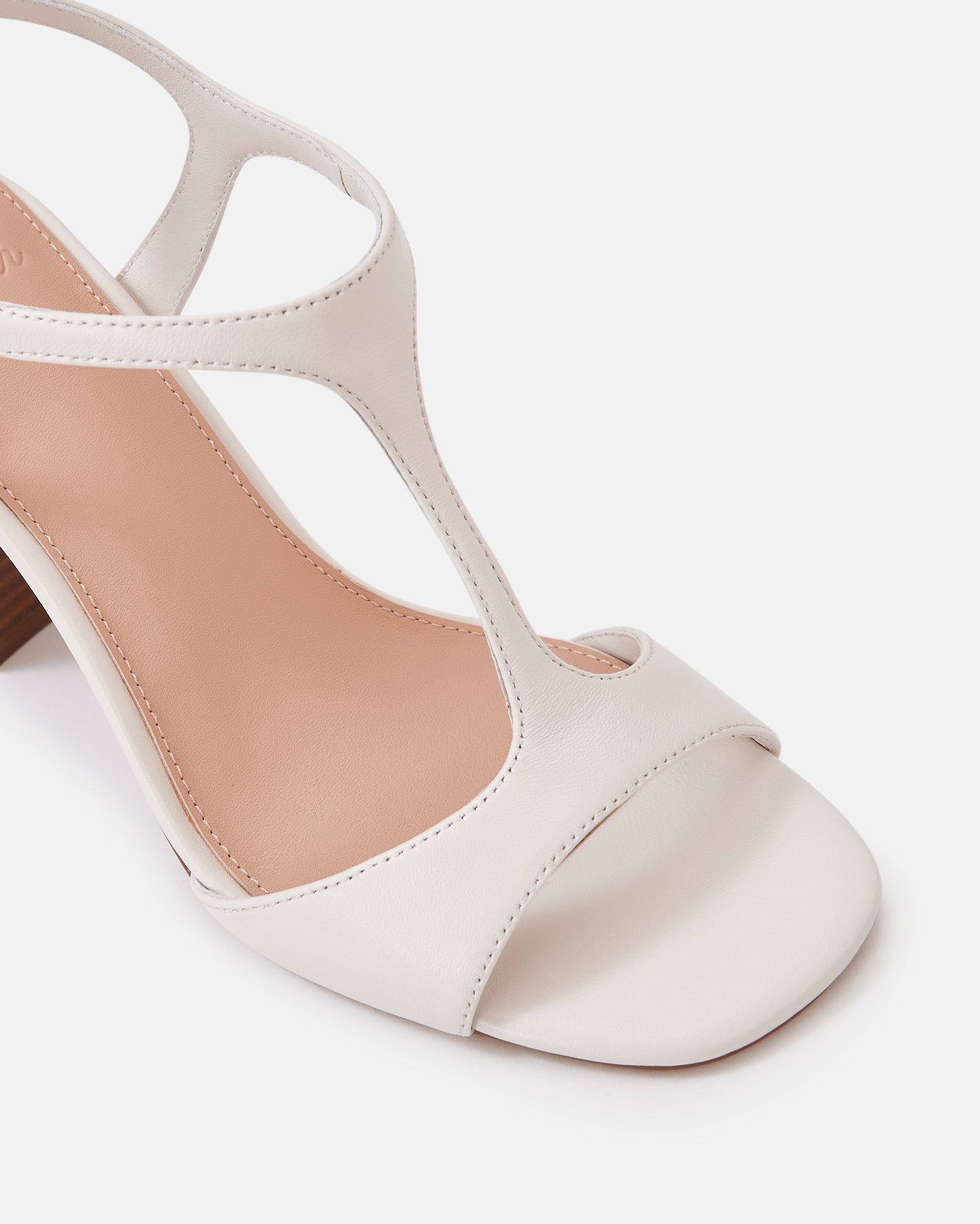 Rinn Off White Leather Block Heel