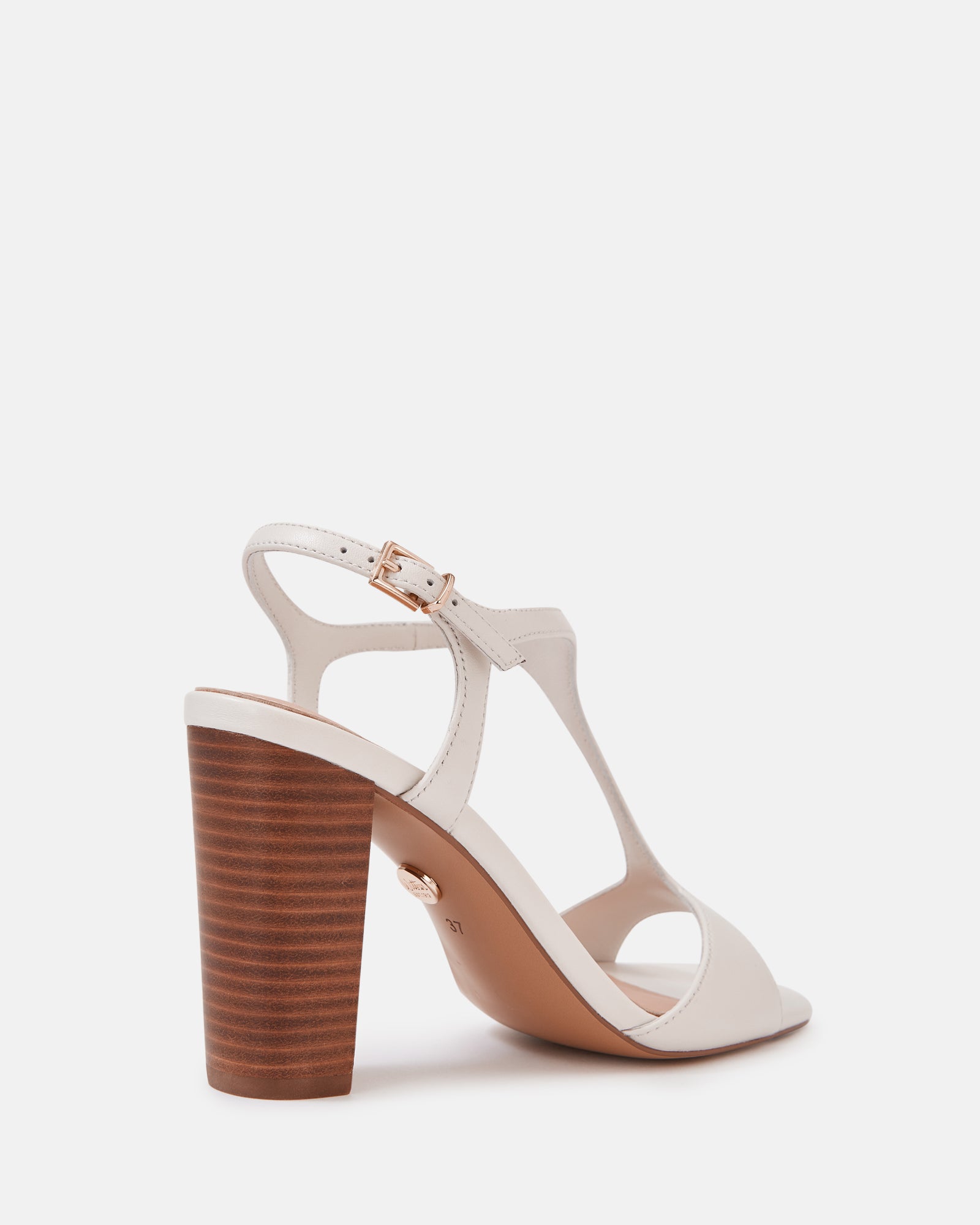 Rinn Off White Leather Block Heel