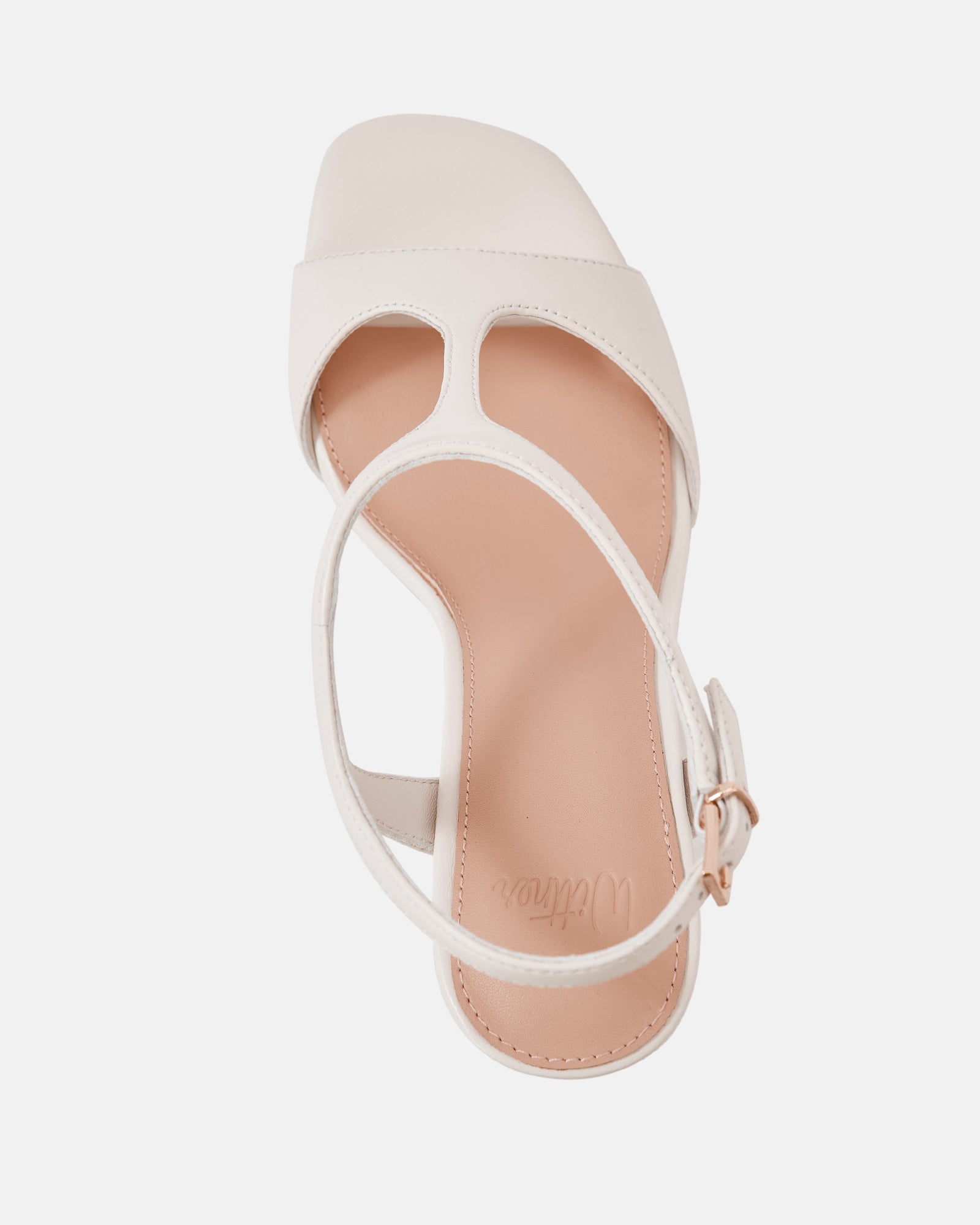 Rinn Off White Leather Block Heel