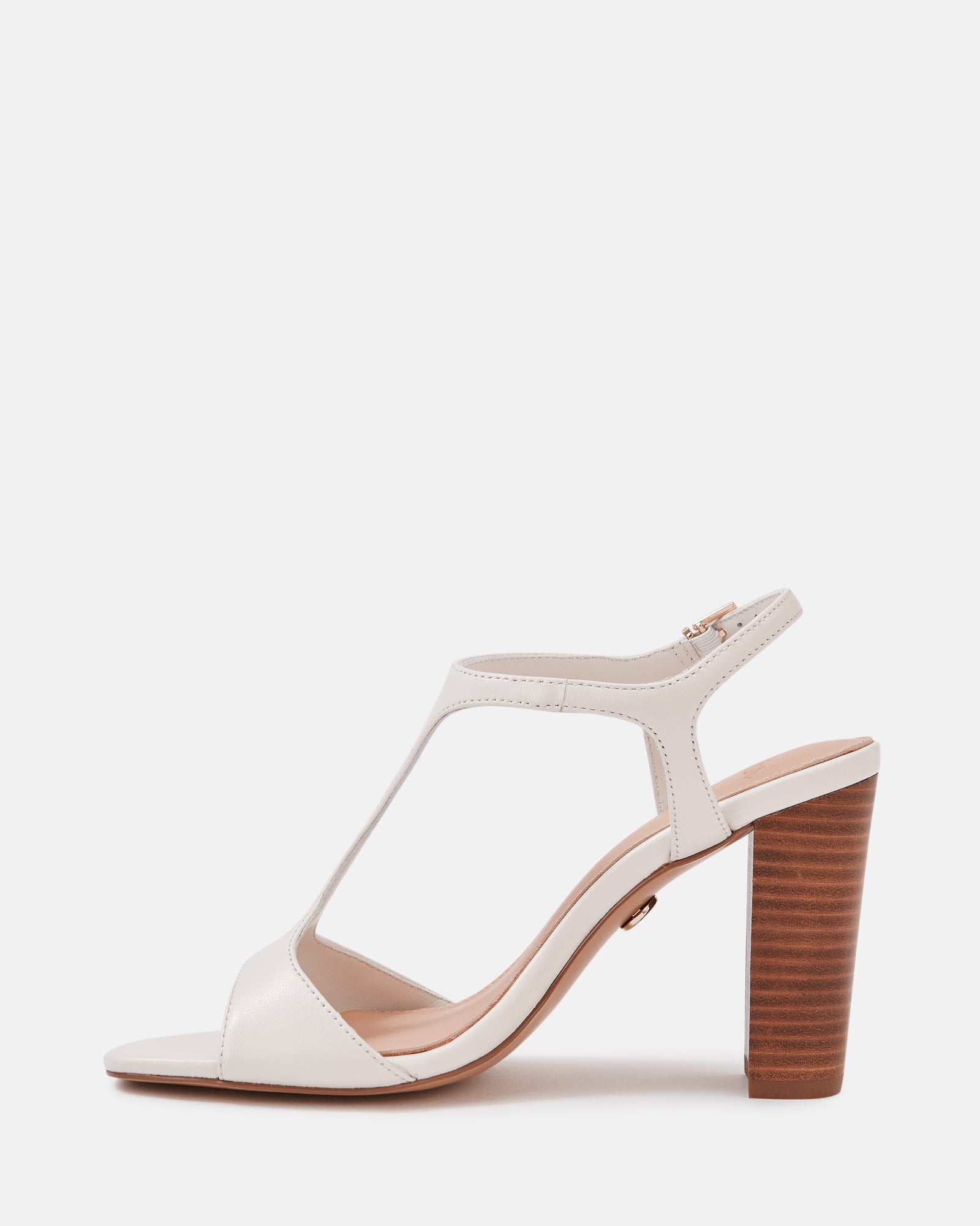 Rinn Off White Leather Block Heel