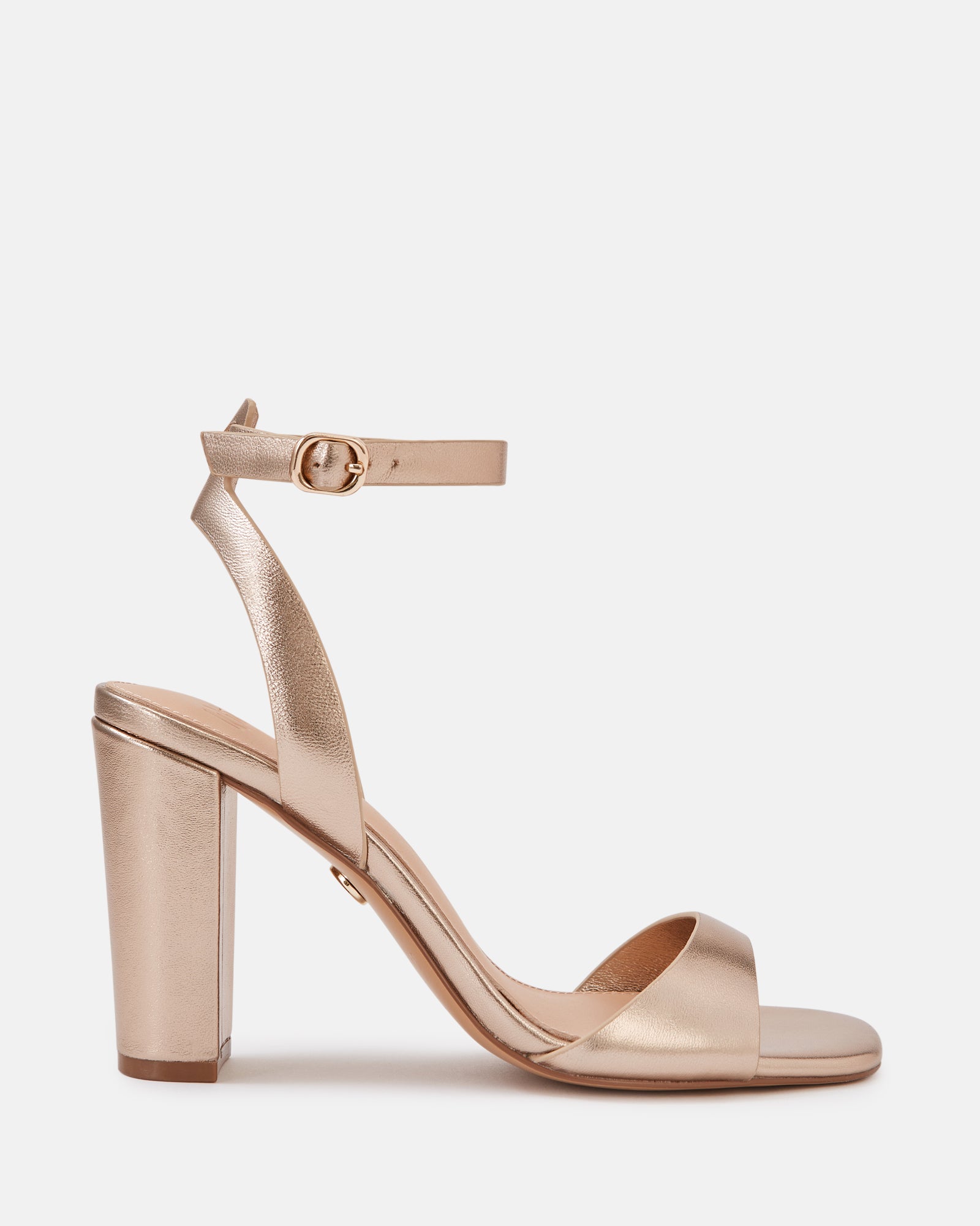 Ryan Champagne Metallic Leather Block Heel