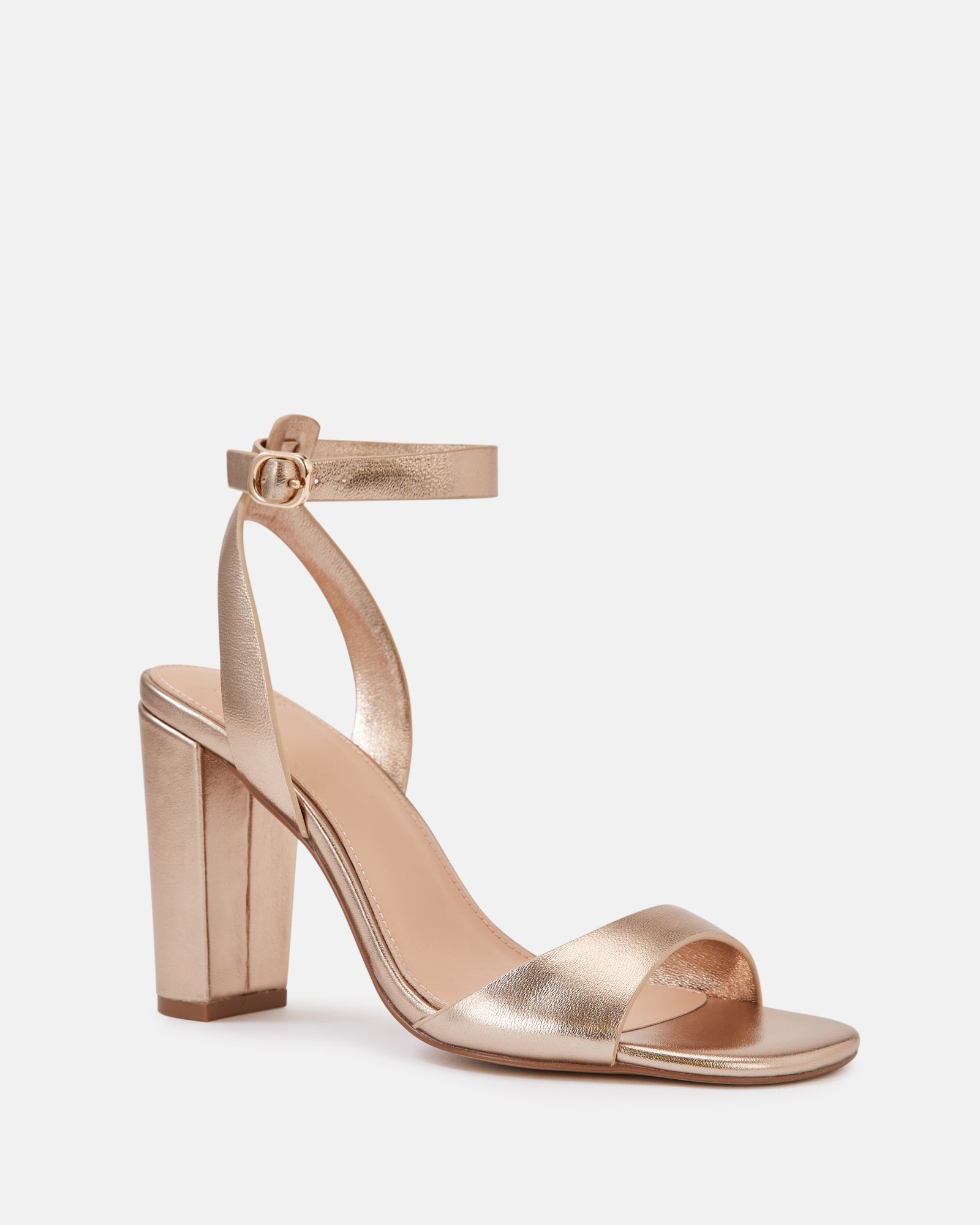 Ryan Champagne Metallic Leather Block Heel