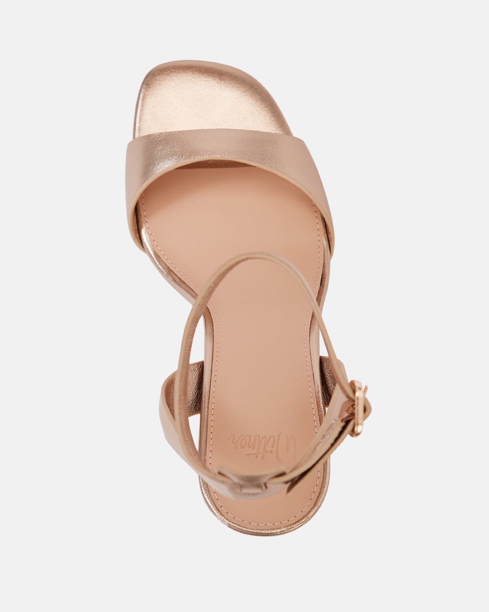 Ryan Champagne Metallic Leather Block Heel