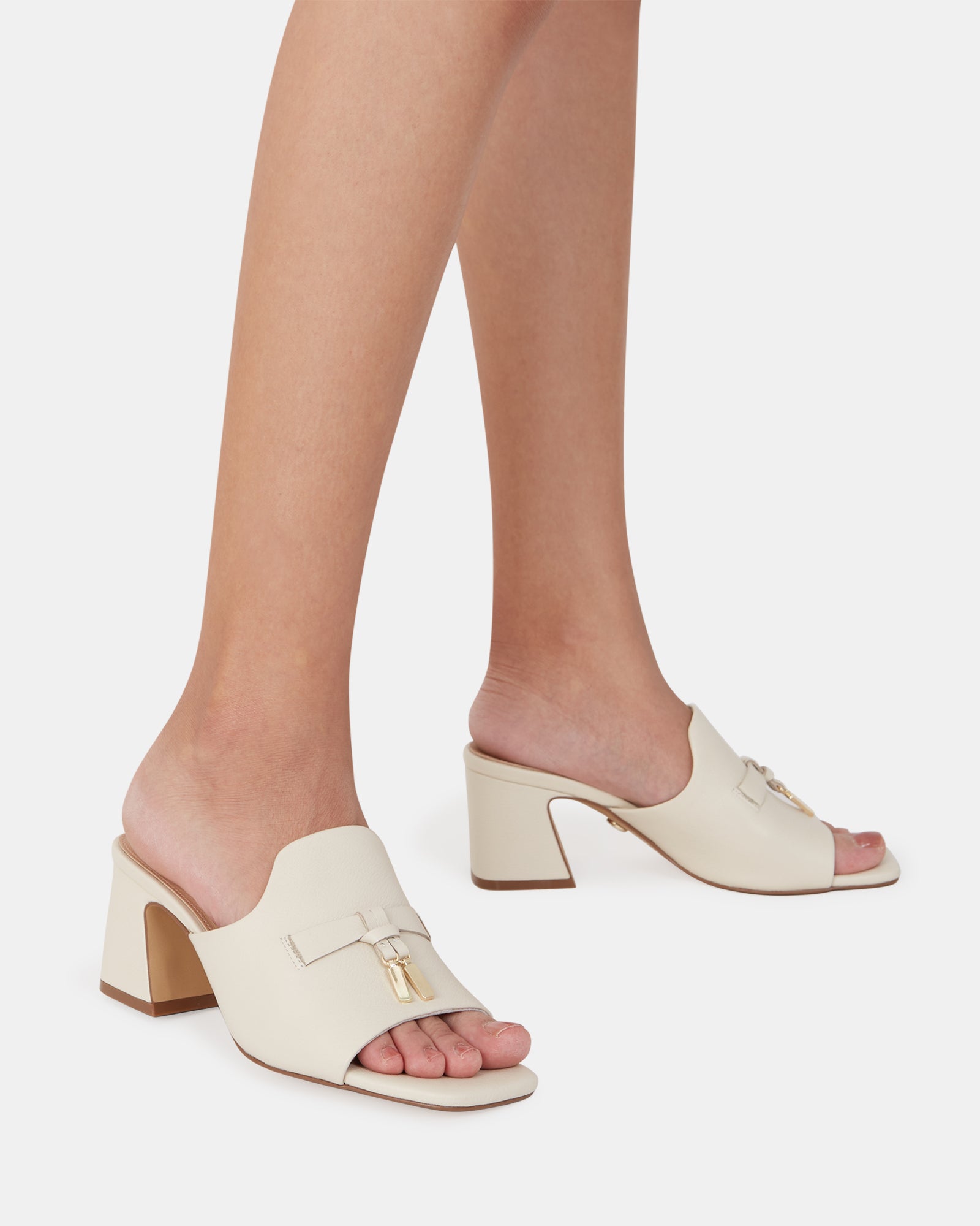 Mayse Vintage Ivory Pebble Leather Mule