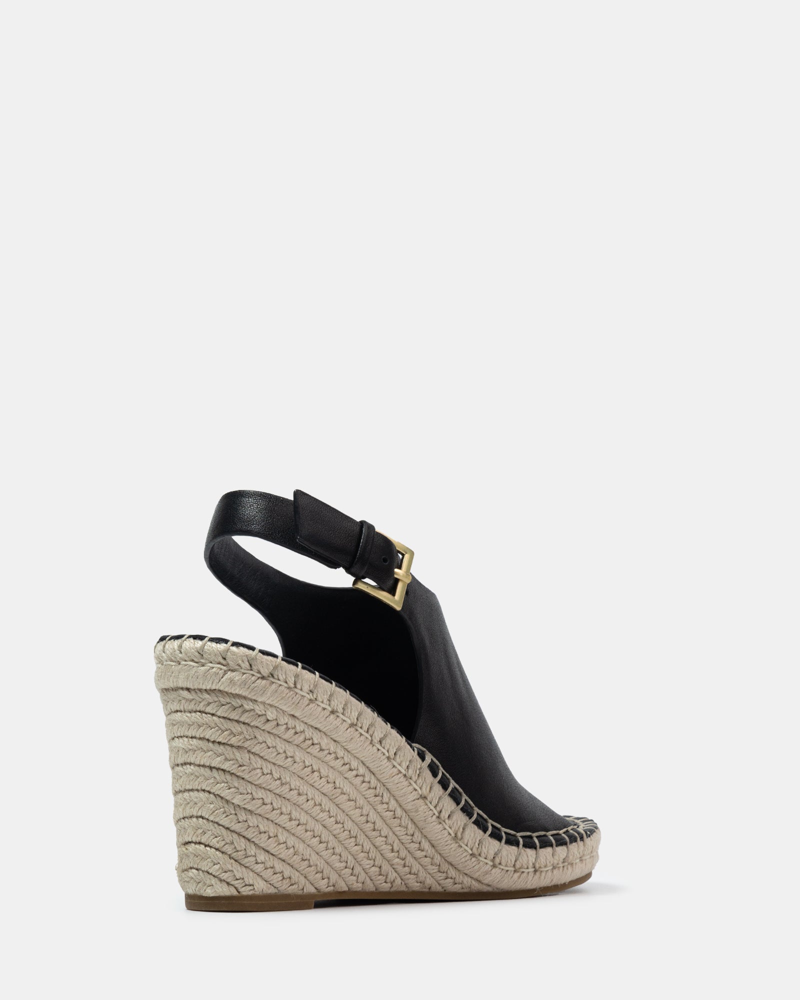 Xandria Black Leather Espadrille Wedge