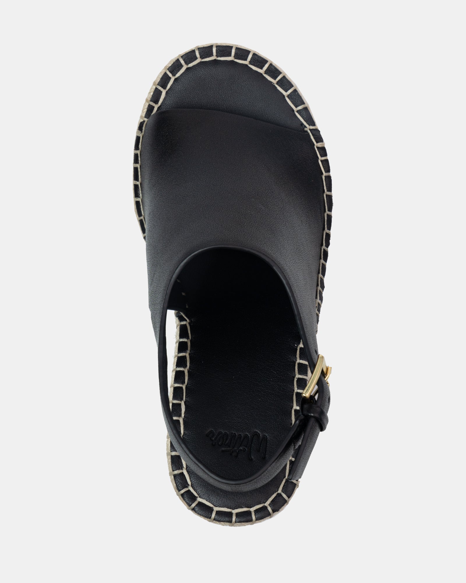 Xandria Black Leather Espadrille Wedge