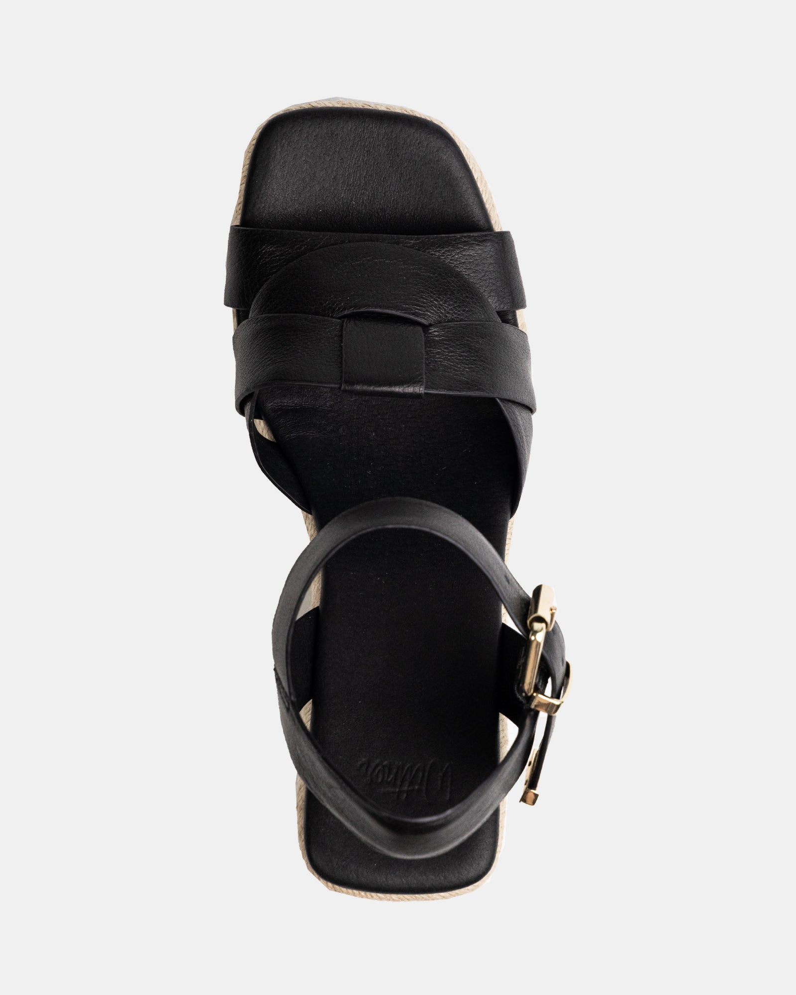 Tarot Black Pebble Leather Espadrille Wedge