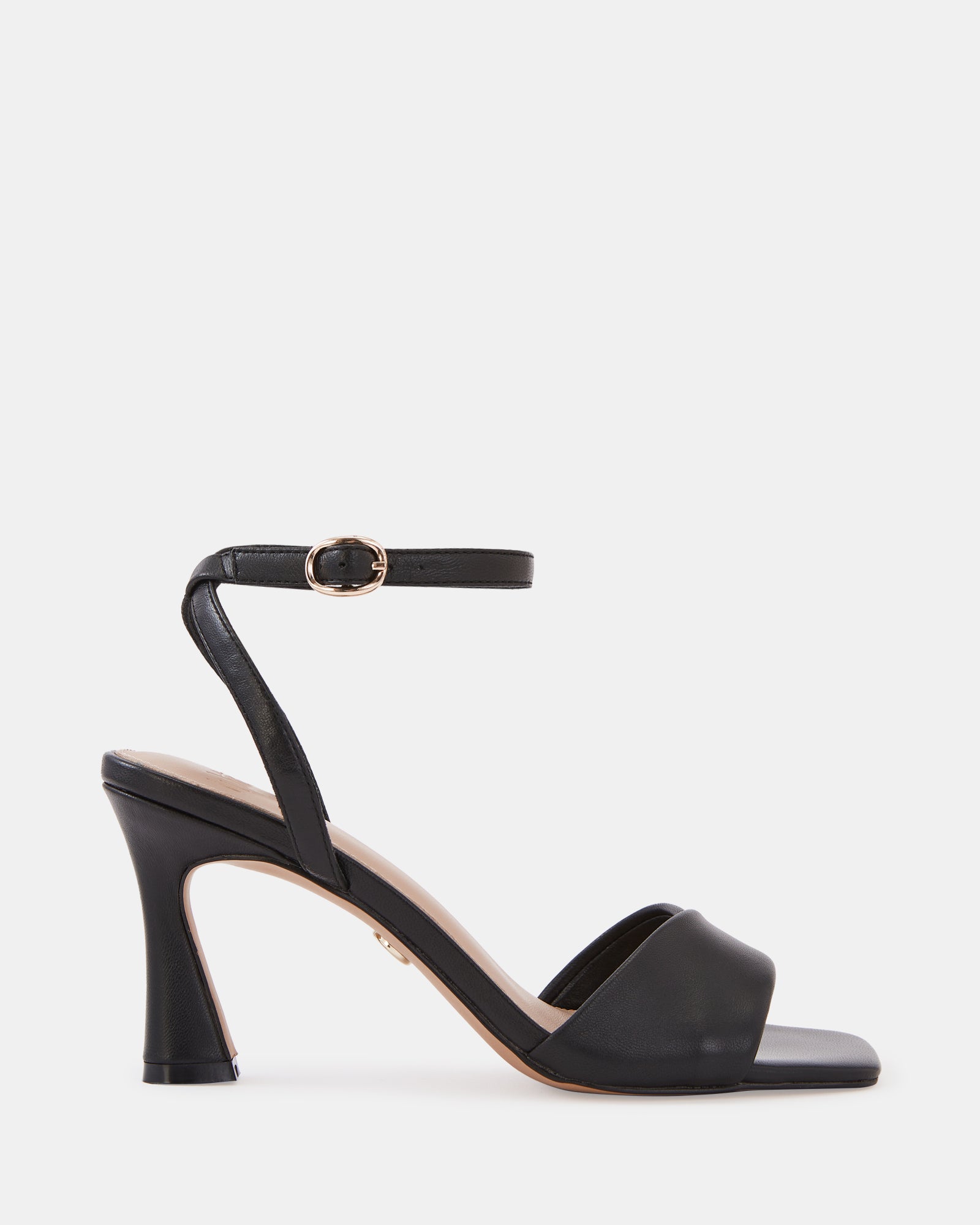 Yolanda Black Leather Flared Heel