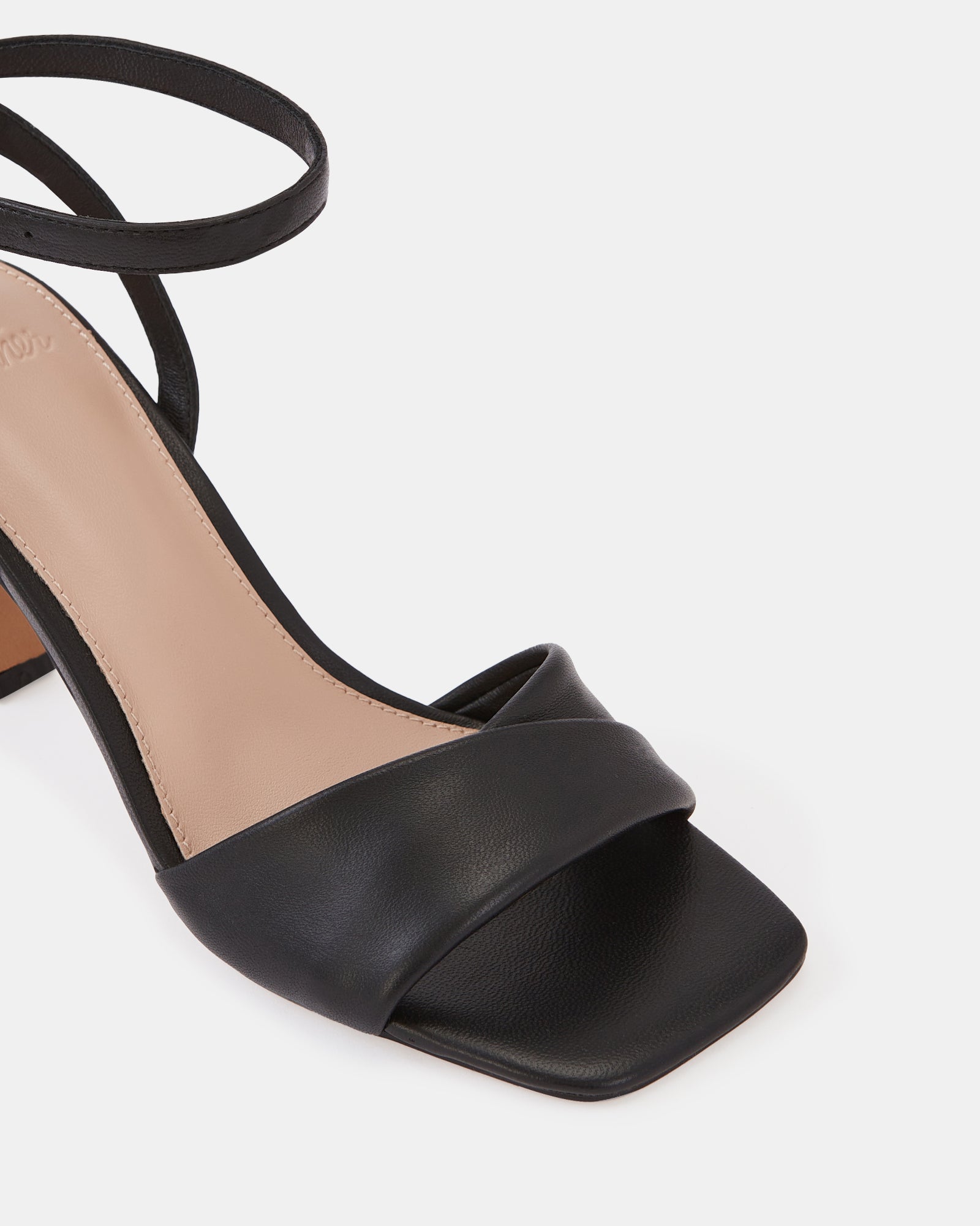 Yolanda Black Leather Flared Heel