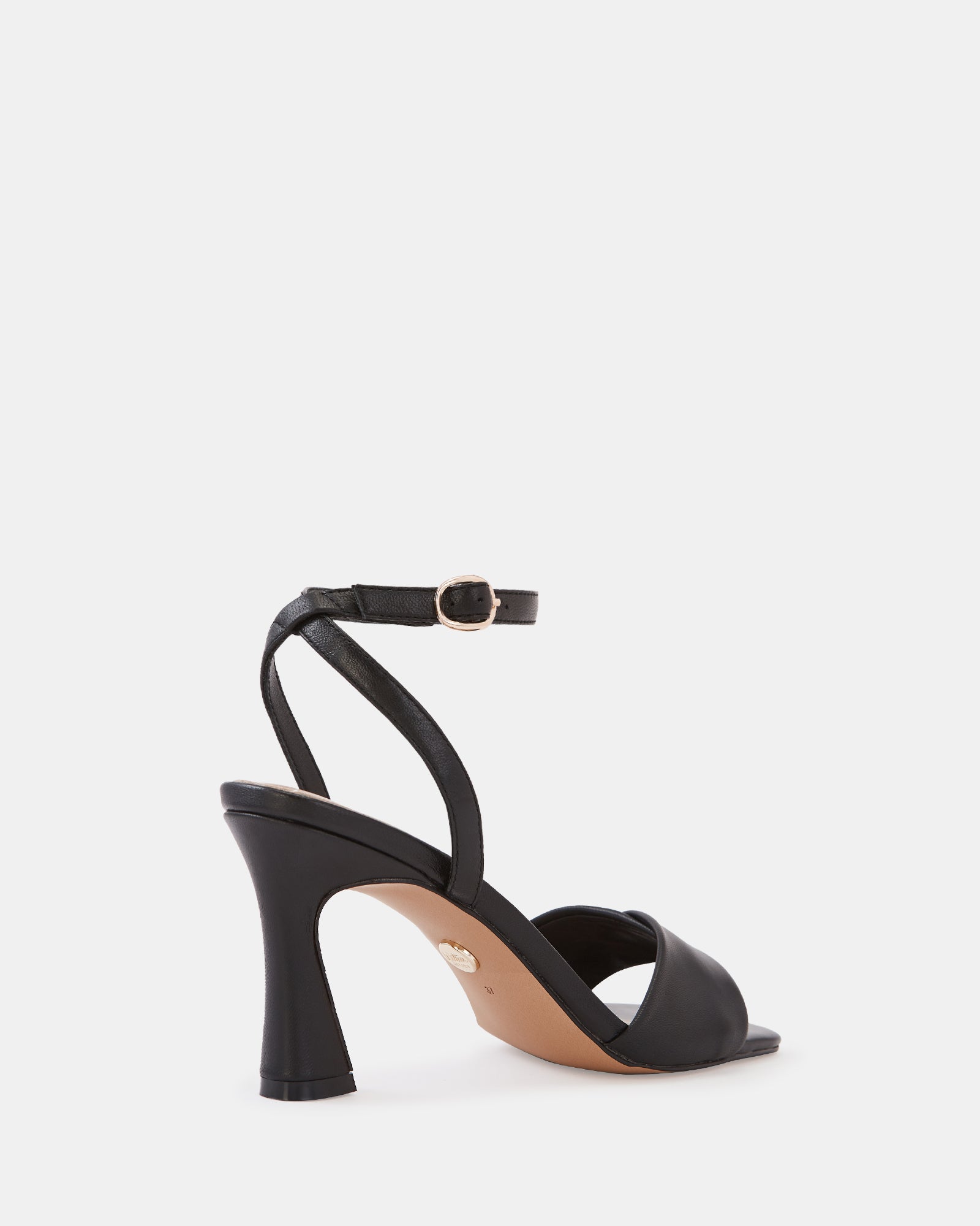 Yolanda Black Leather Flared Heel