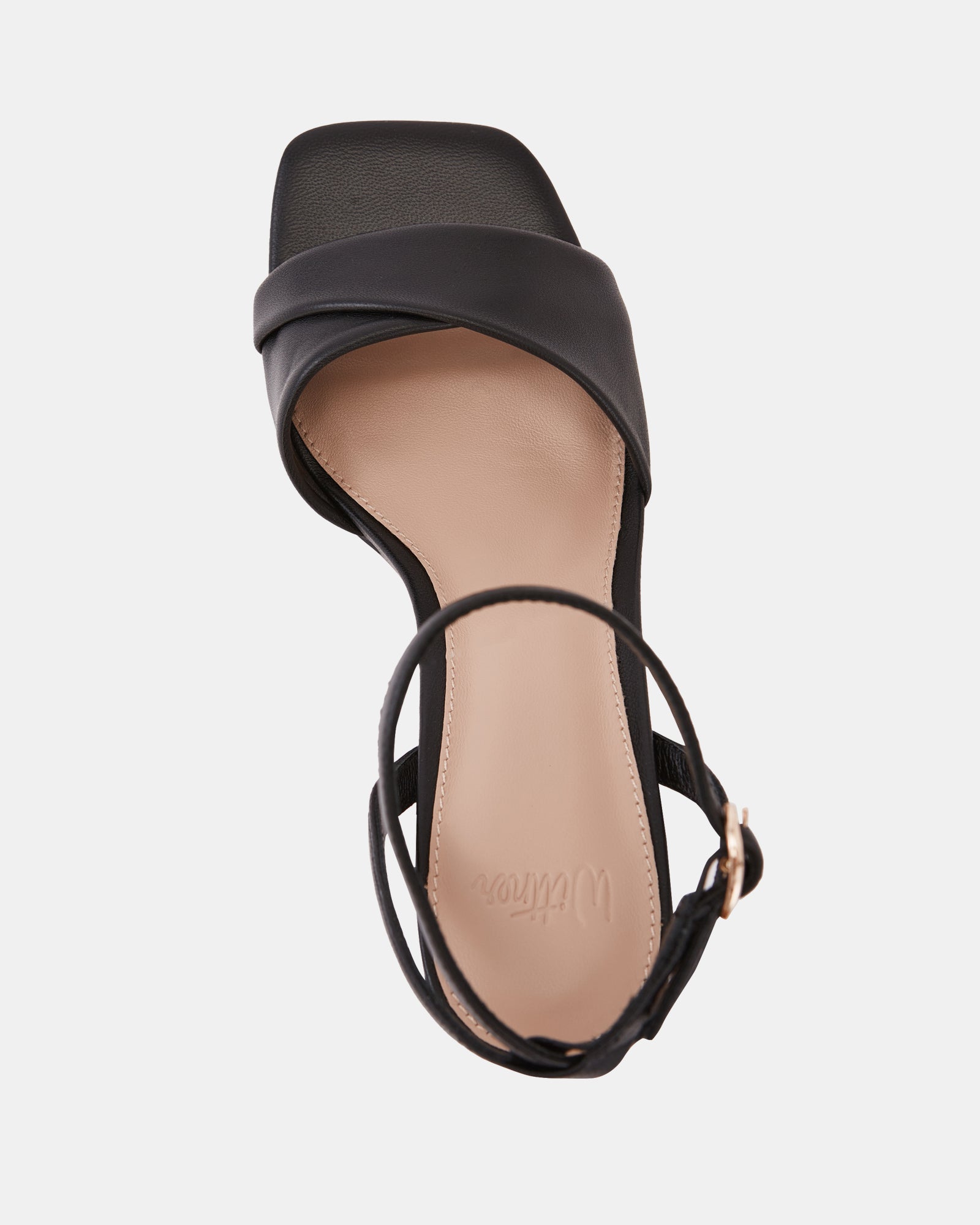 Yolanda Black Leather Flared Heel